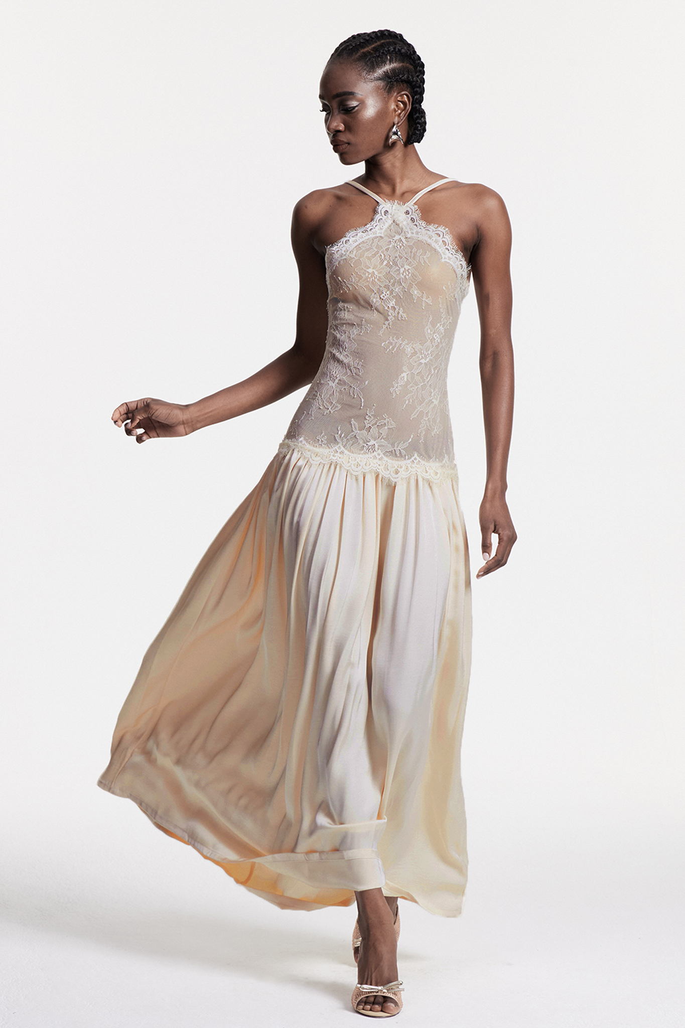 Cadwalader Lace Floral Ruch Maxi Dress