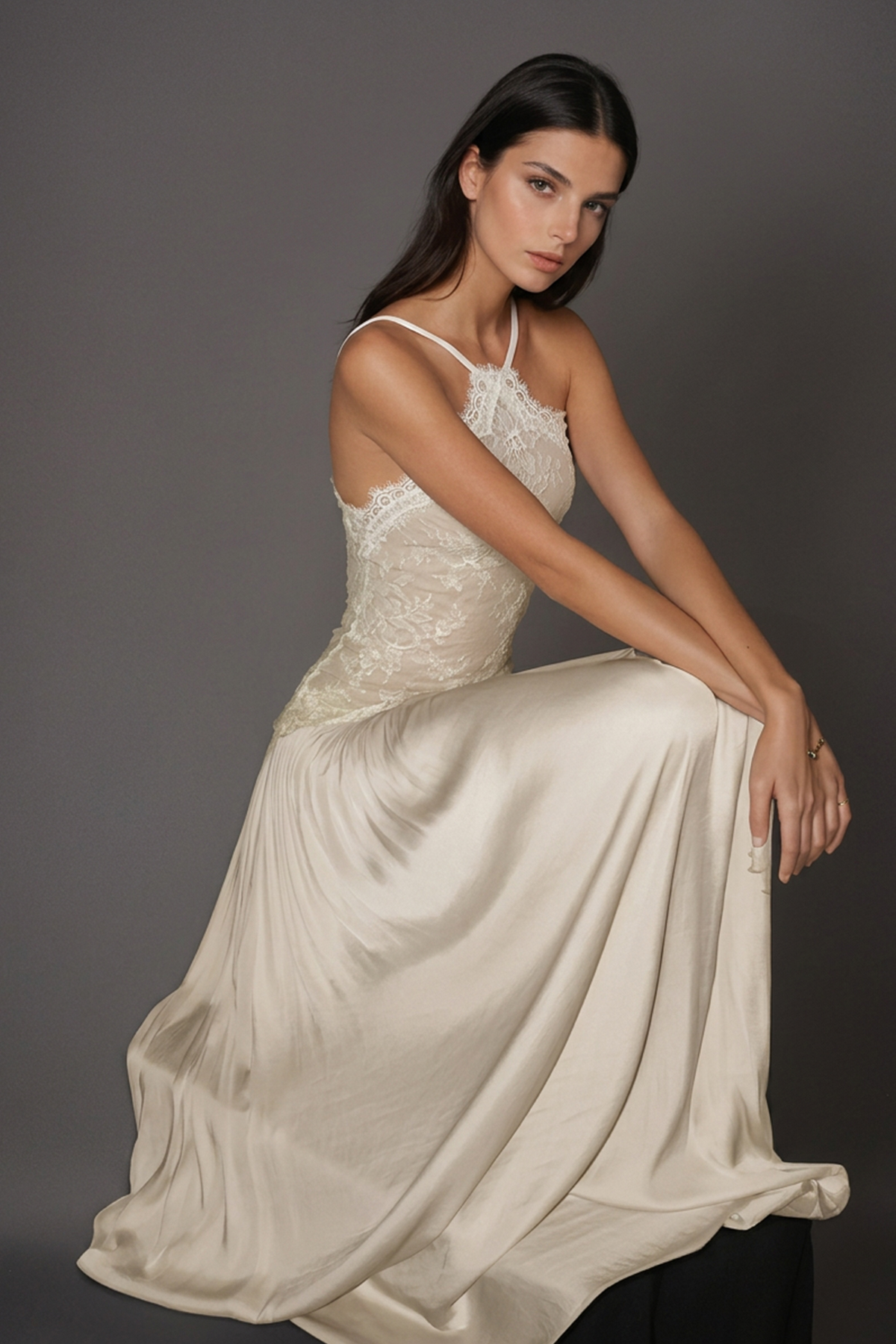 Cadwalader Lace Floral Ruch Maxi Dress