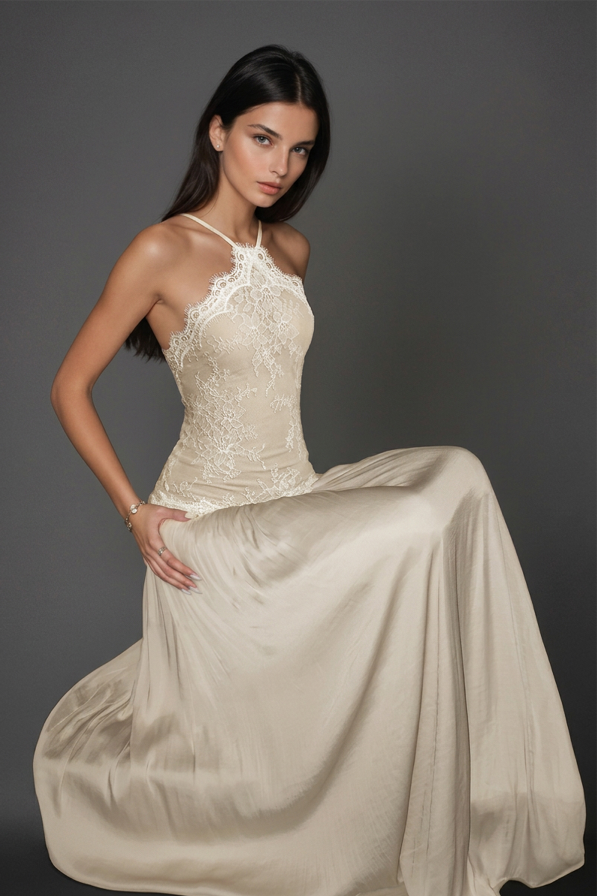 Cadwalader Lace Floral Ruch Maxi Dress