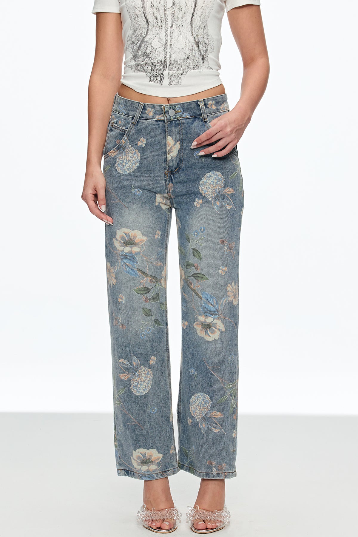 Caelius Floral Wide Leg Jeans