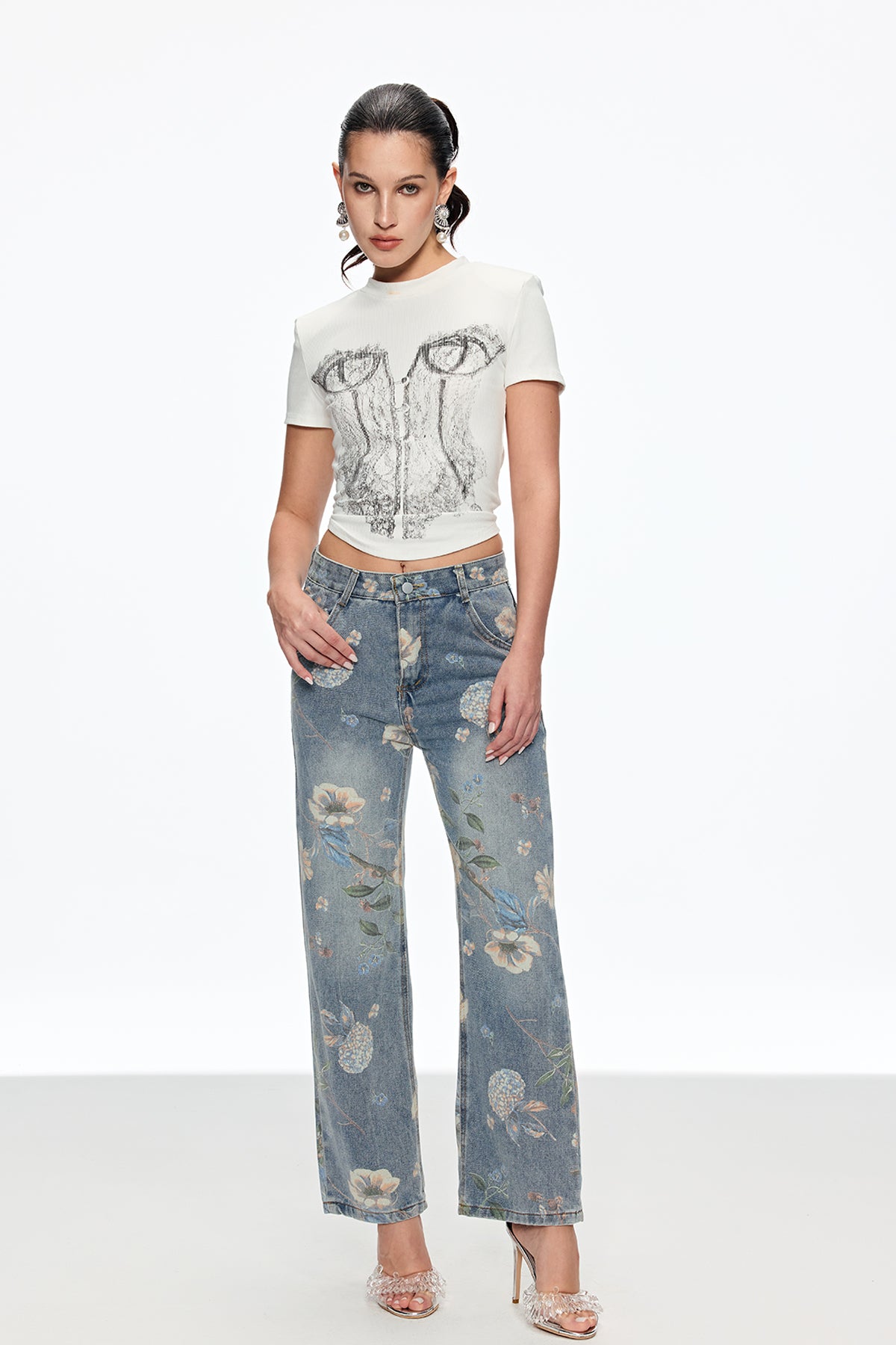 Caelius Floral Wide Leg Jeans