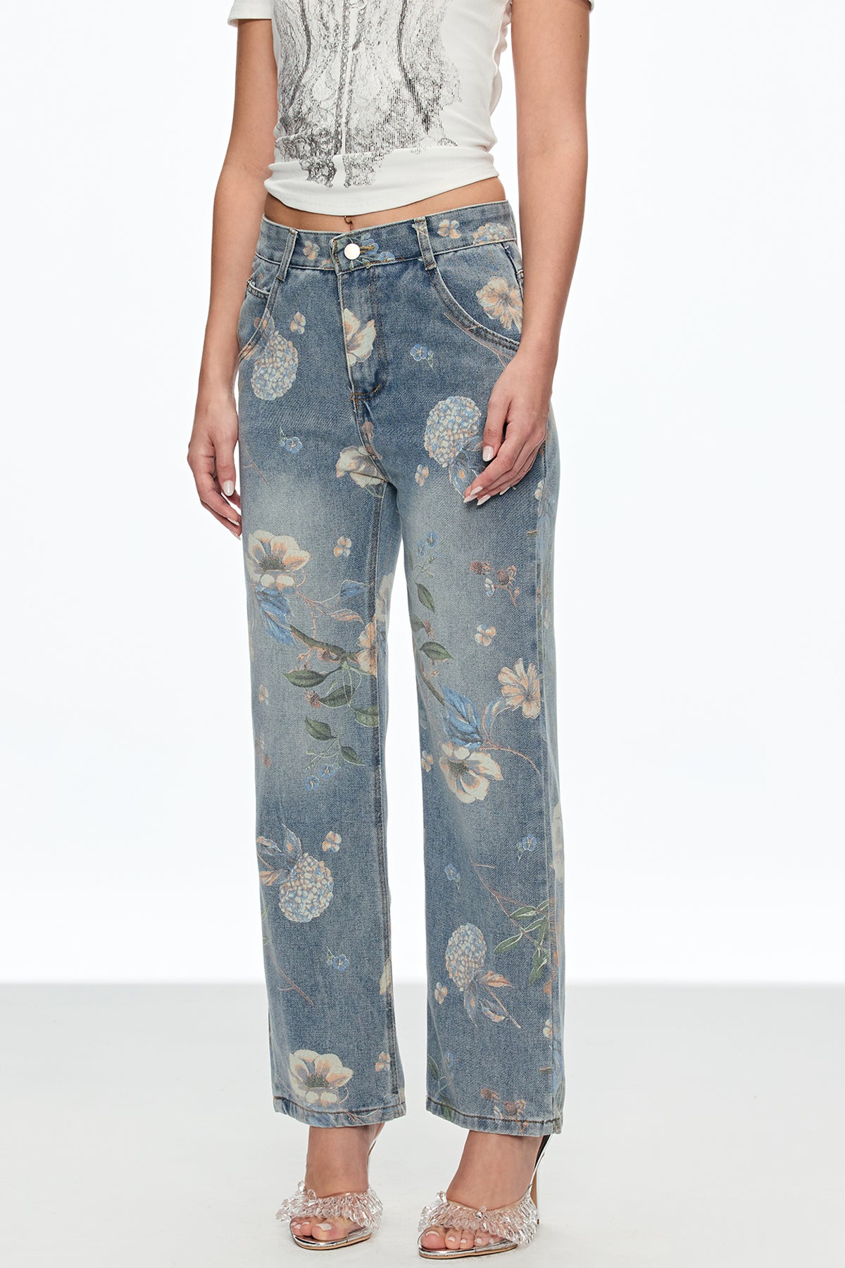 Caelius Floral Wide Leg Jeans