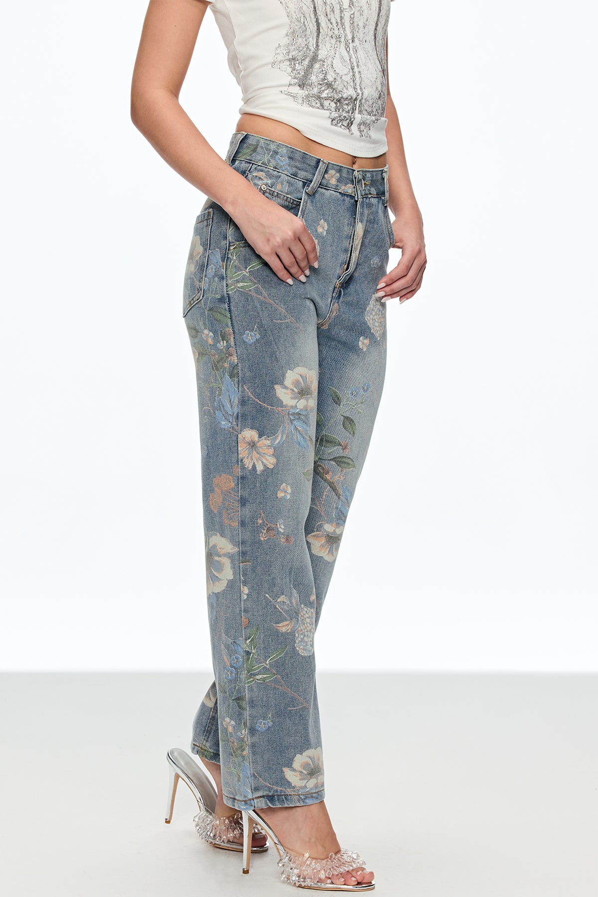 Caelius Floral Wide Leg Jeans