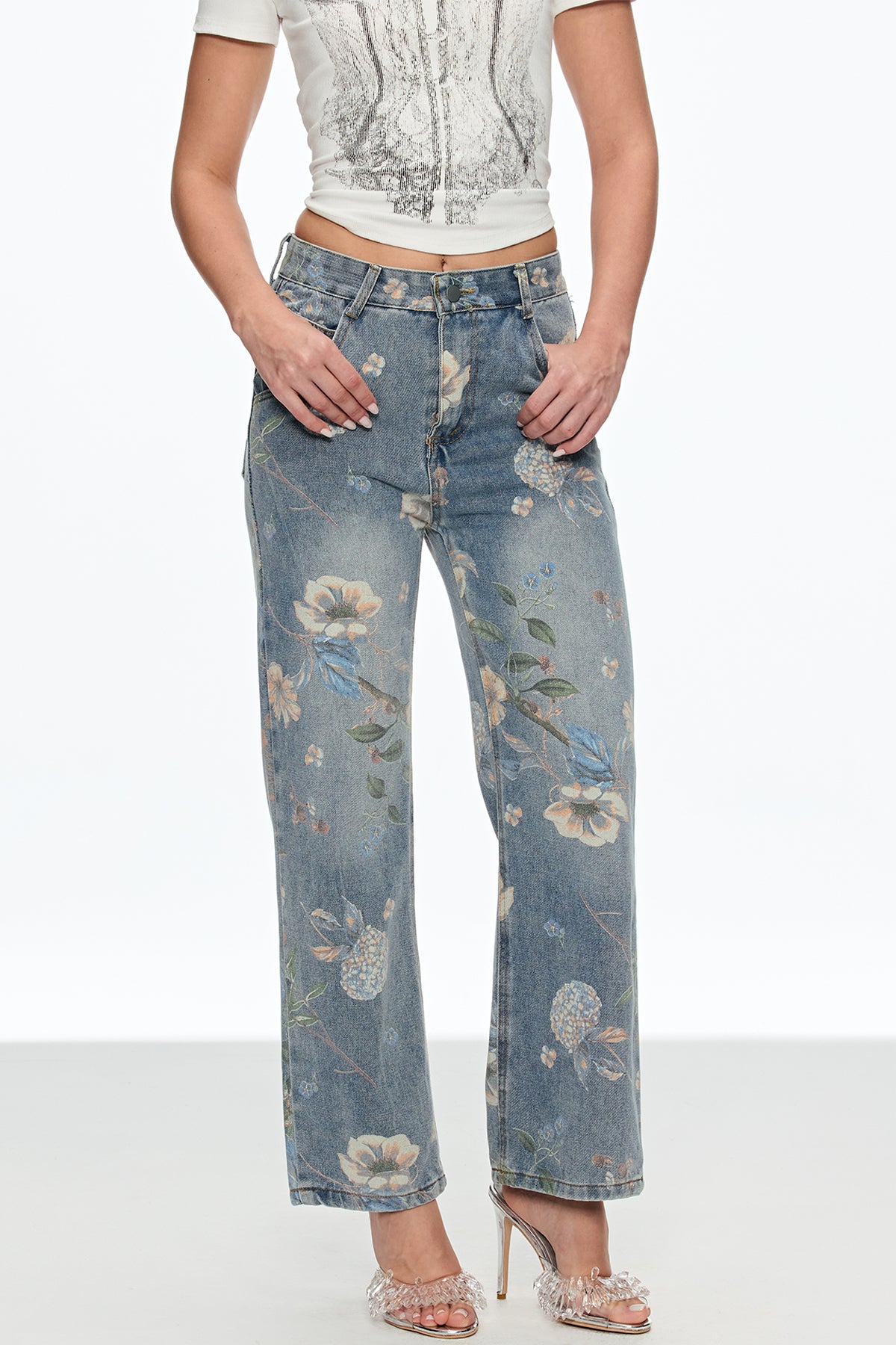 Caelius Floral Wide Leg Jeans