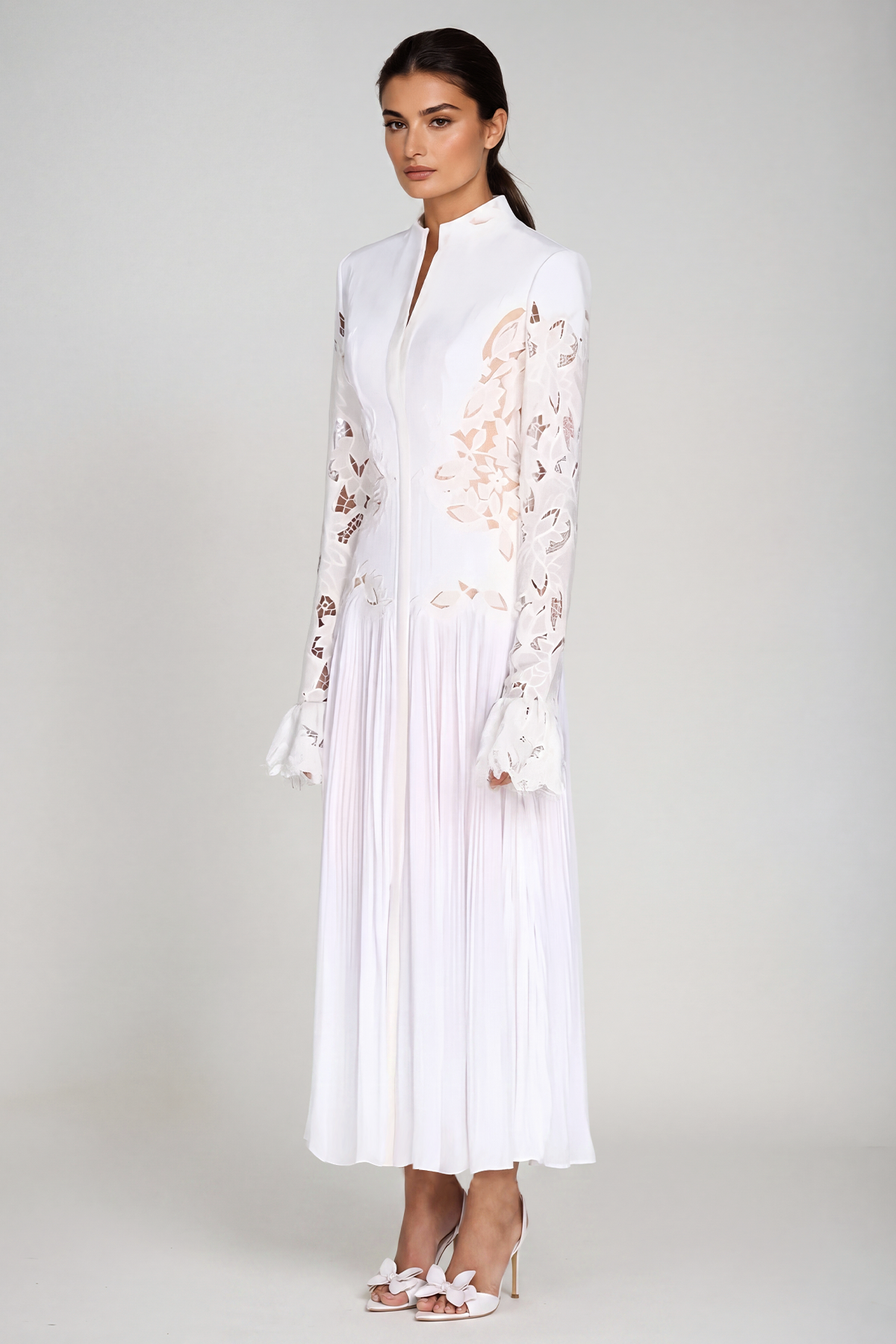 Caesarius Embroidered Ruch Lace Maxi Dress