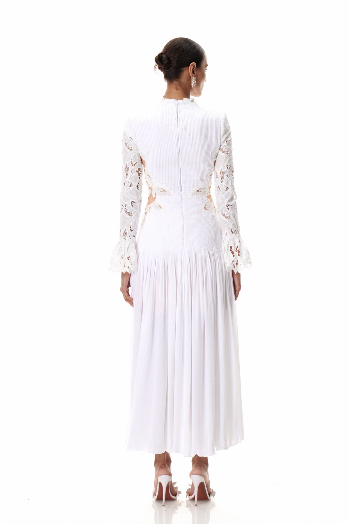 Caesarius Embroidered Ruch Lace Maxi Dress