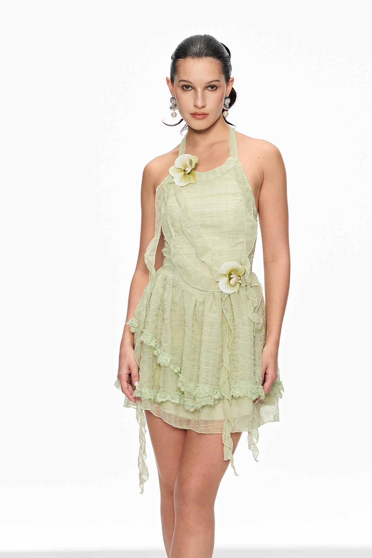 Caetano Flower Fringe Mini Dress