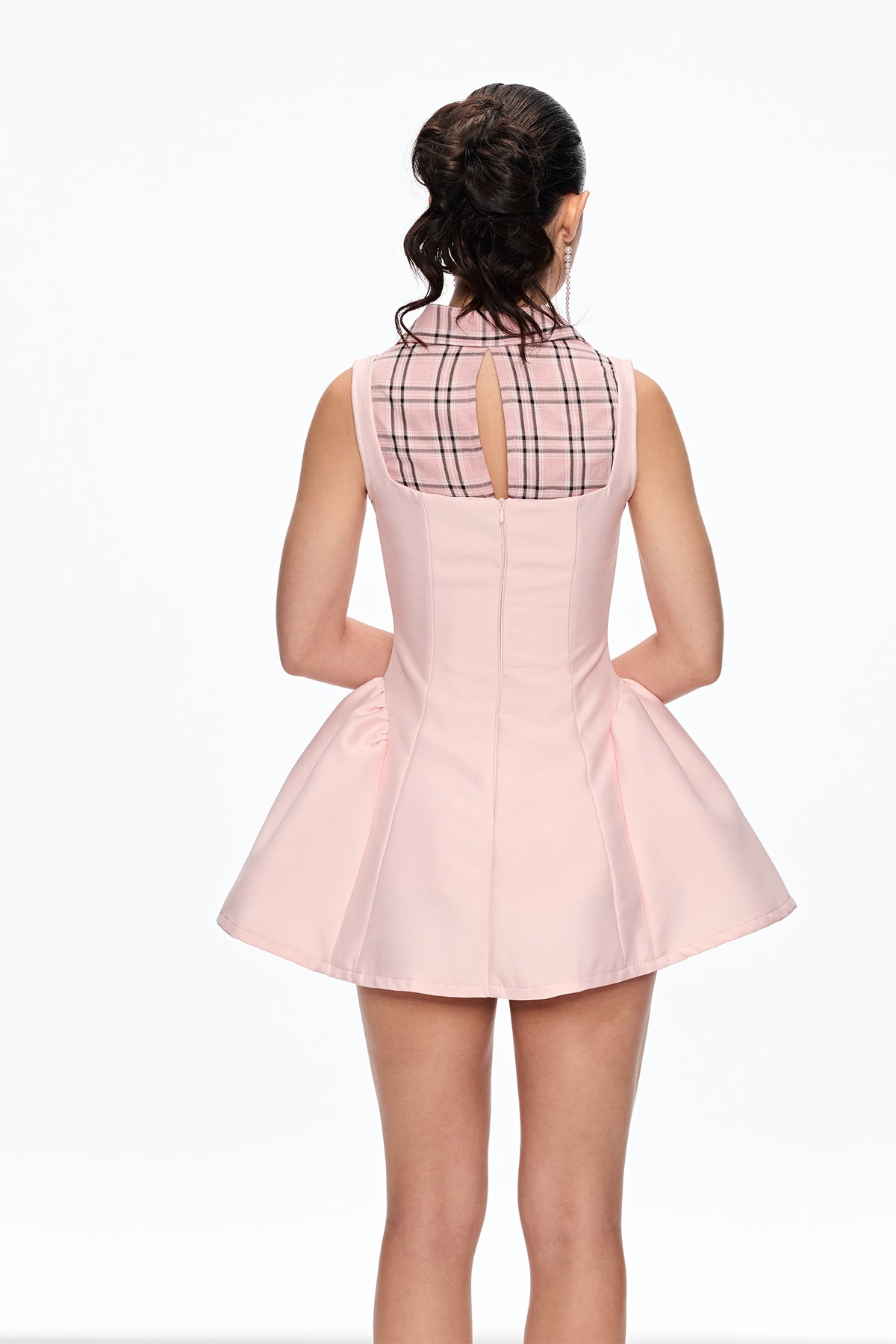 Cahit Grid Bow Mini Dress