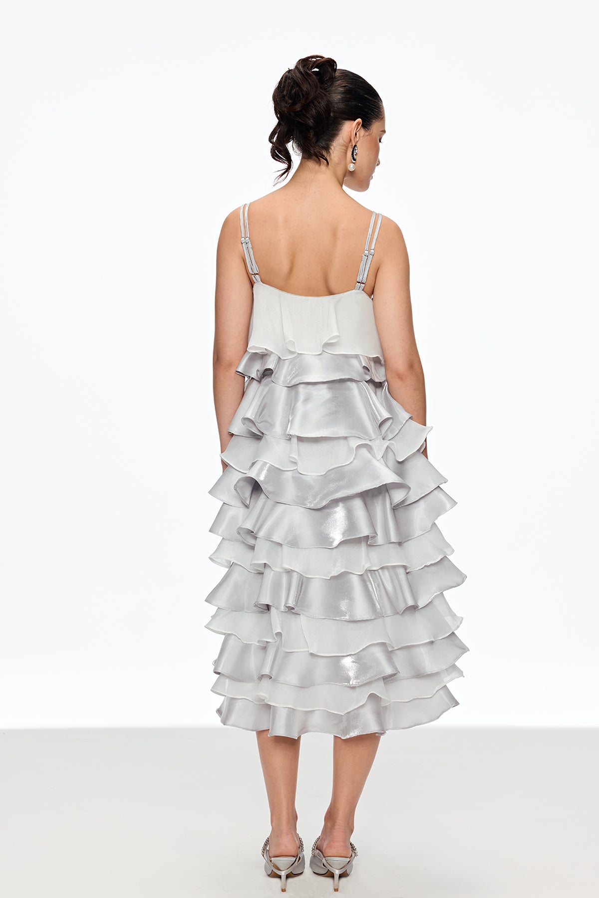 Caius Ruffle Spaghetti Midi Dress