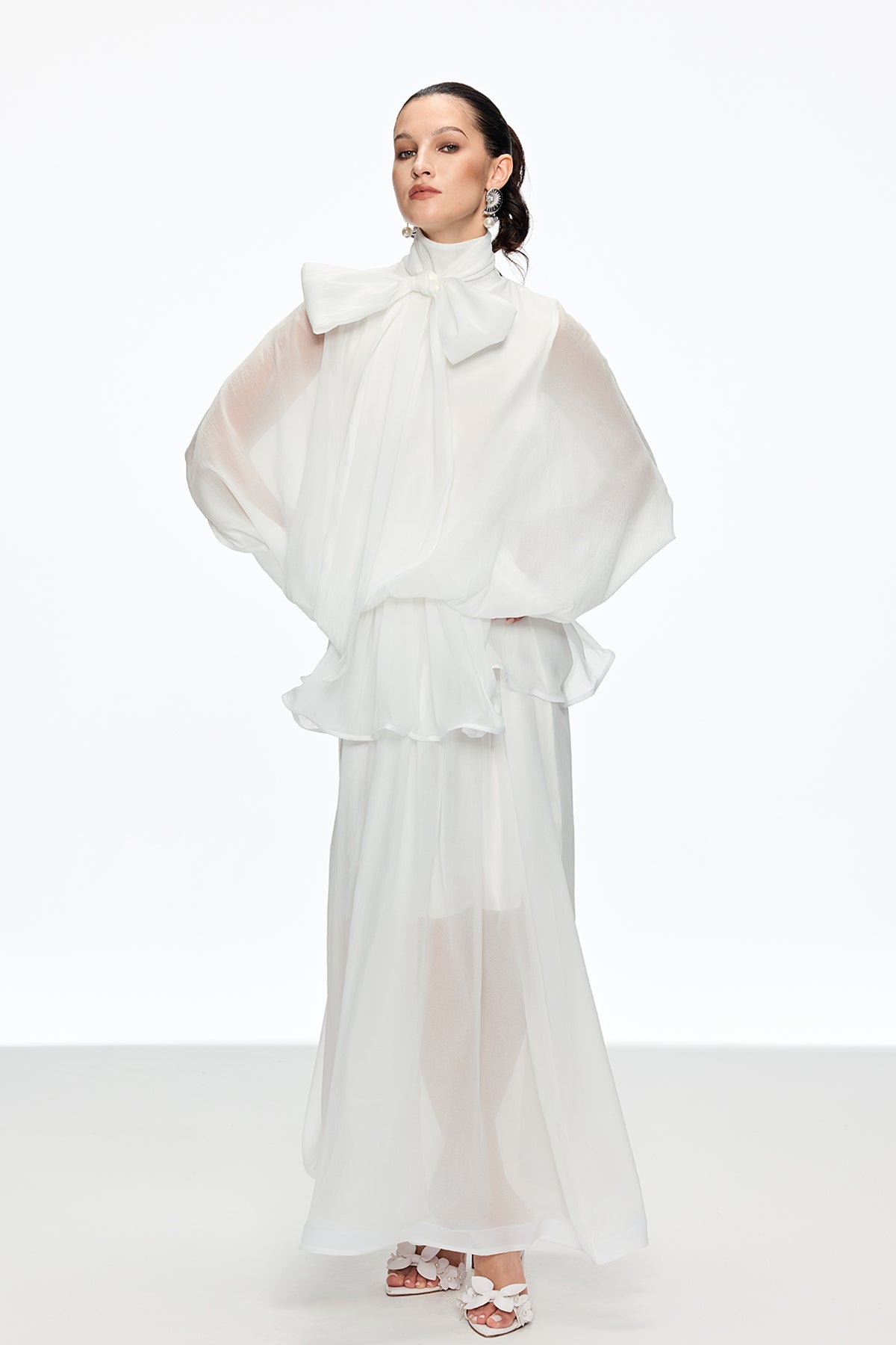 Caleigh Bow Ruffle Maxi Dress