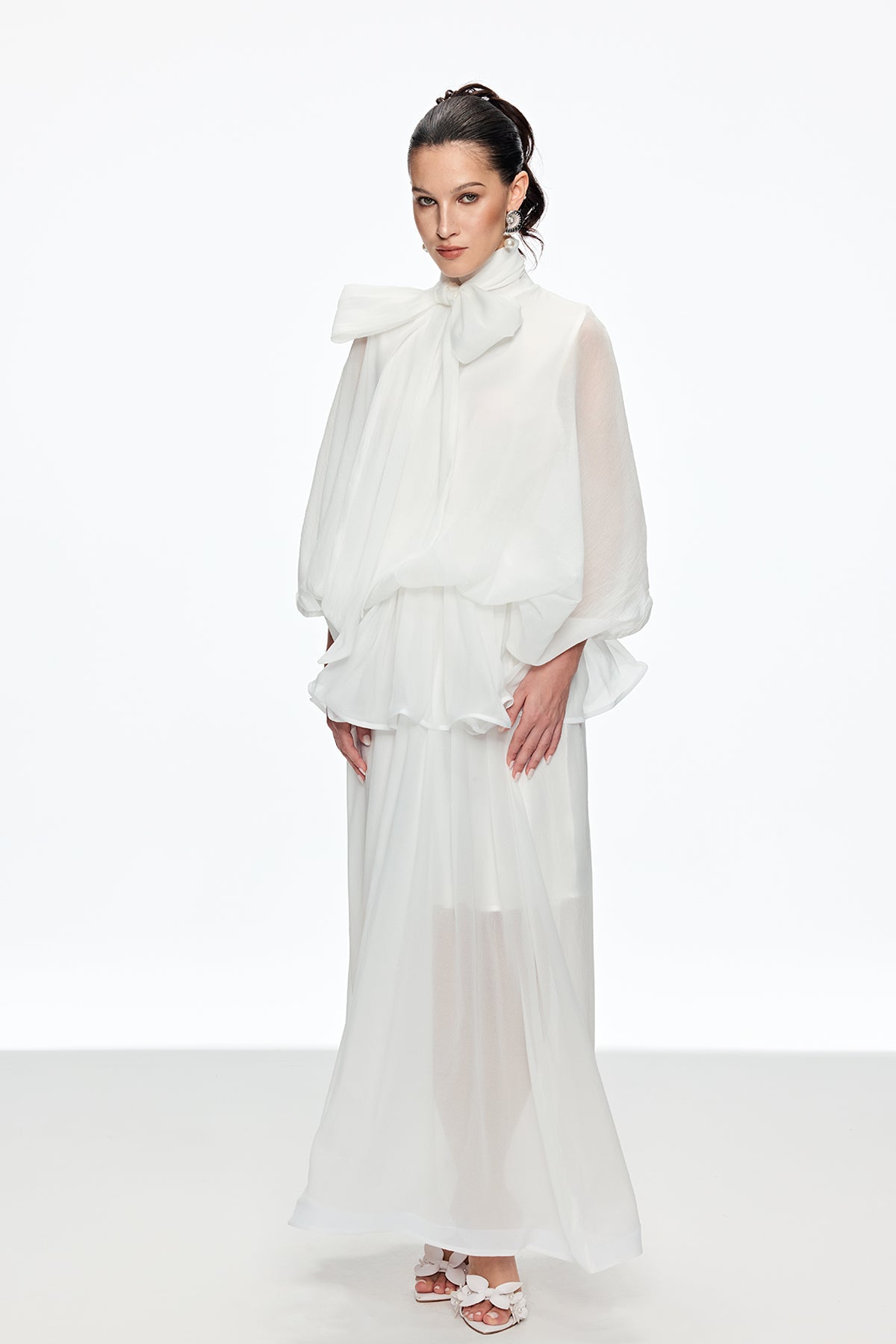 Caleigh Bow Ruffle Maxi Dress