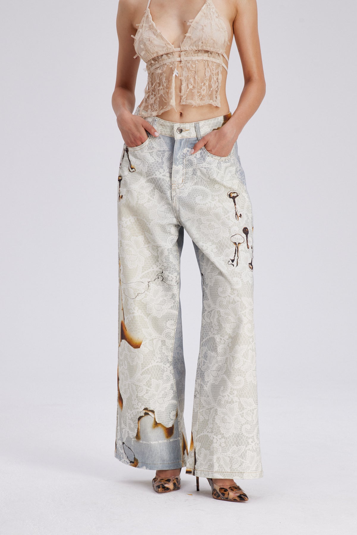 Calpurnius Lace Barrel Jeans