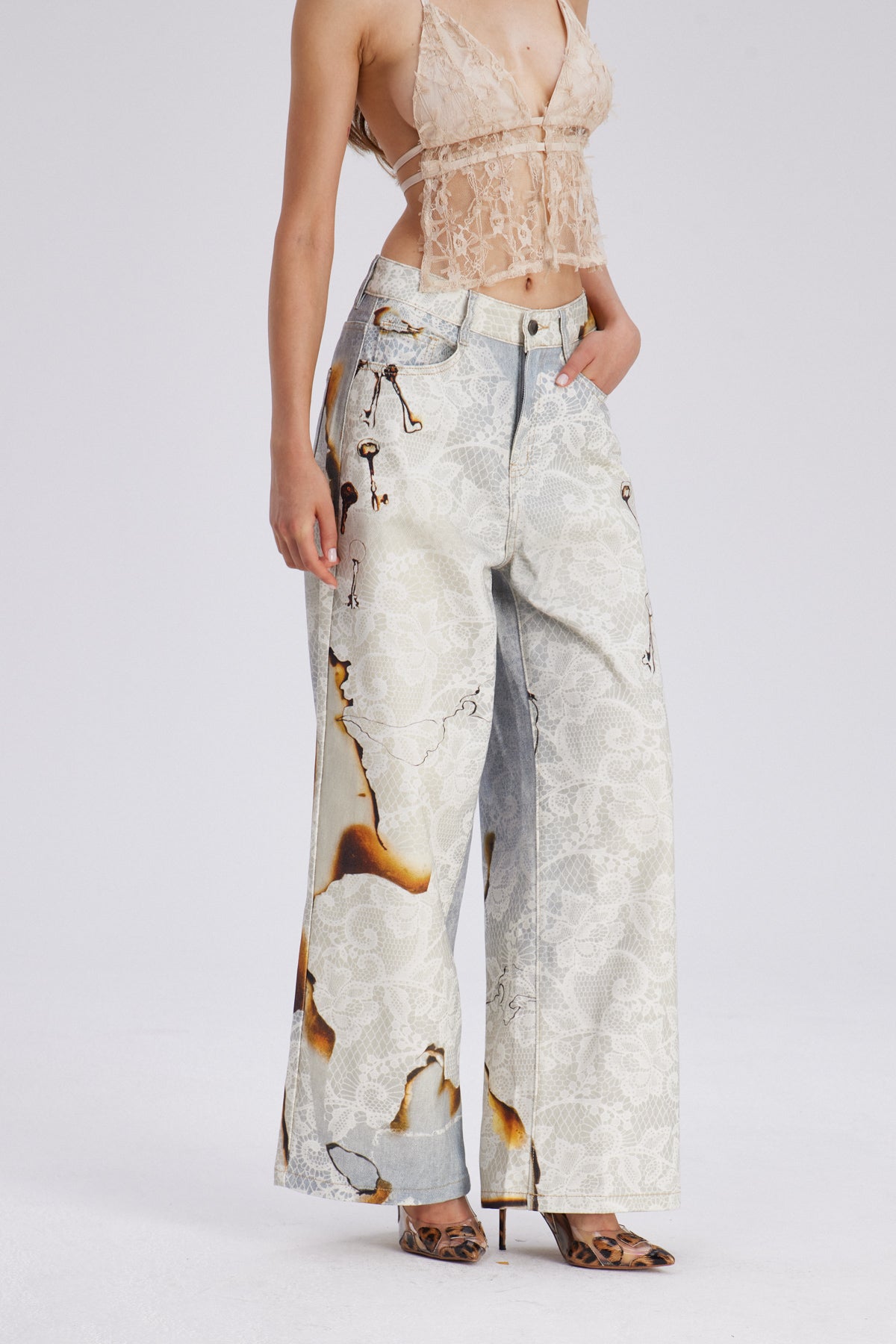 Calpurnius Lace Barrel Jeans