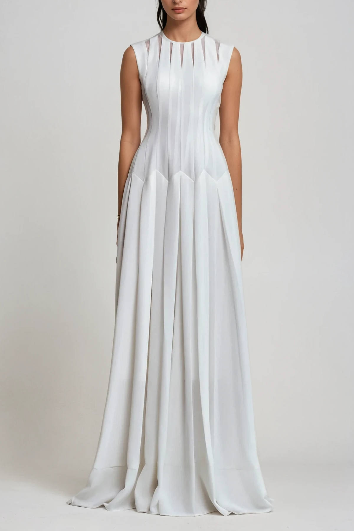 Cambria Ruch Ruffle Sleeveless Maxi Dress