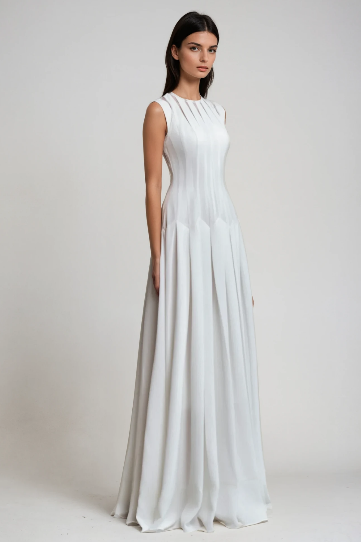Cambria Ruch Ruffle Sleeveless Maxi Dress