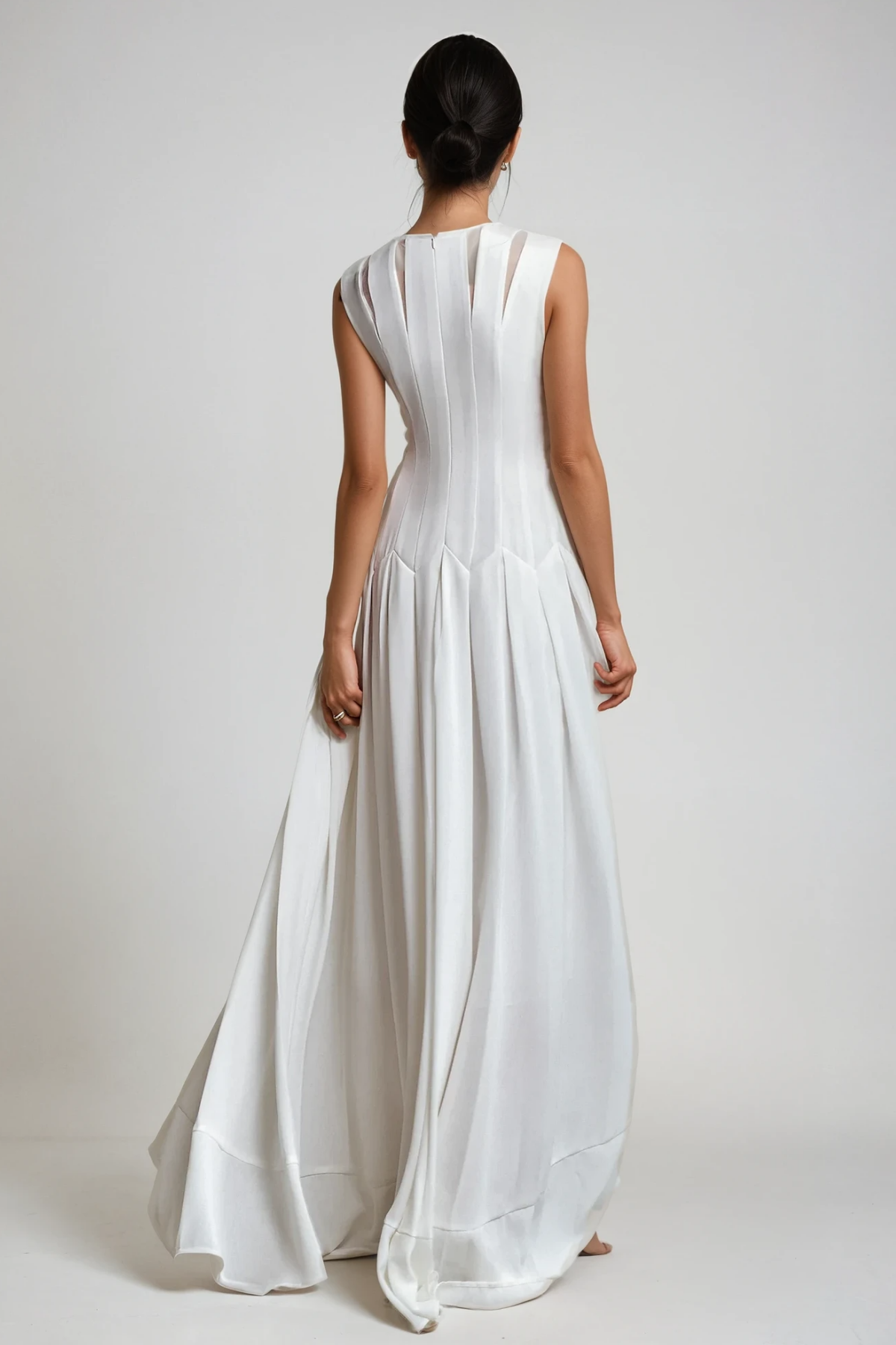 Cambria Ruch Ruffle Sleeveless Maxi Dress