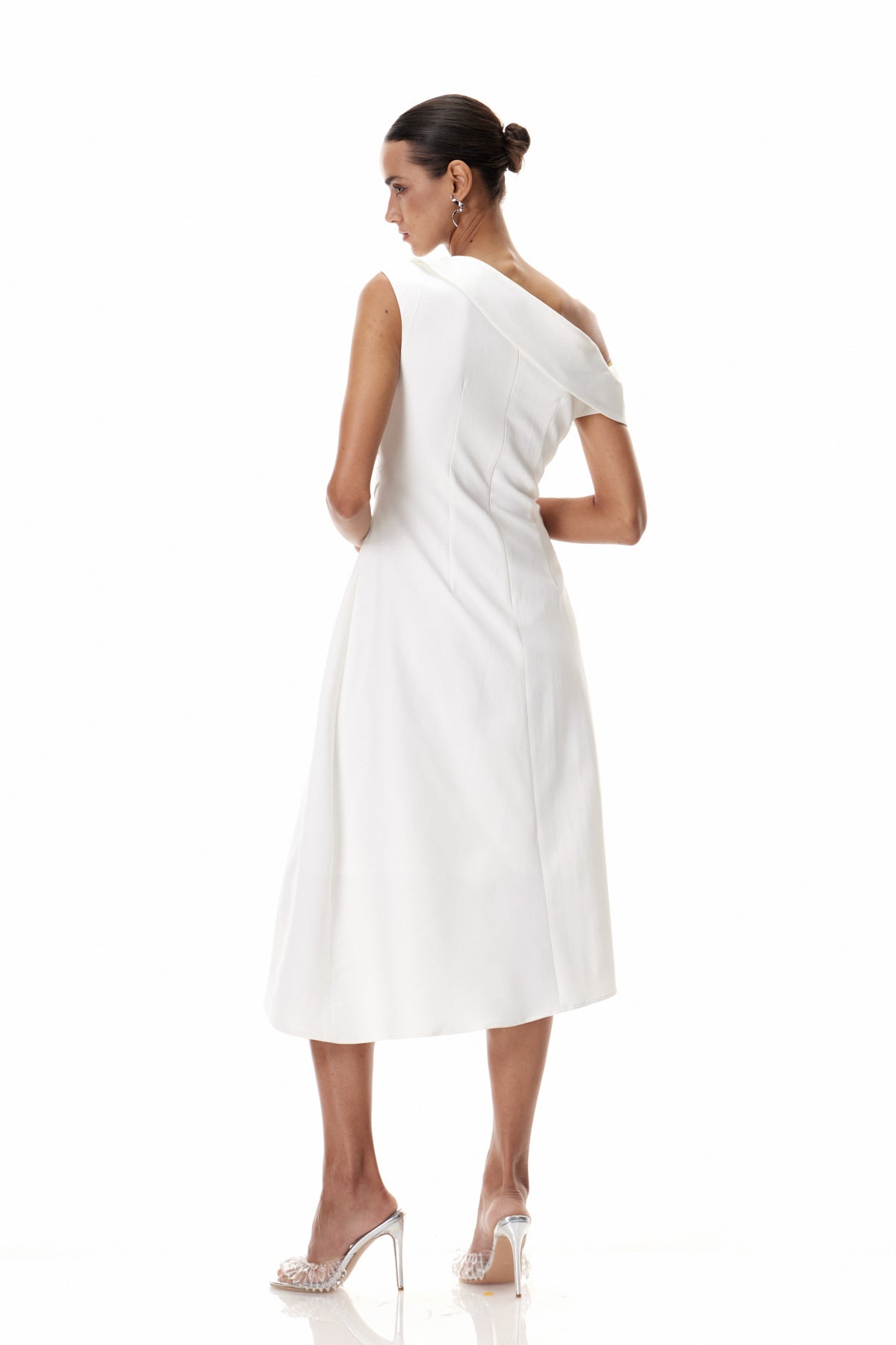 Cambyses One Shouder Ruch Midi Dress