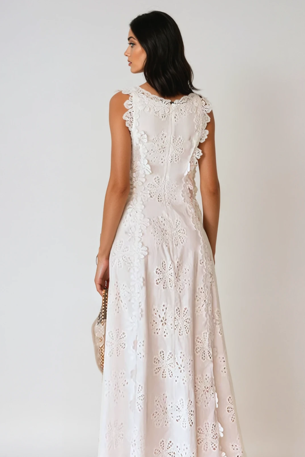 Camellia Spaghetti Embroidered Maxi Dress
