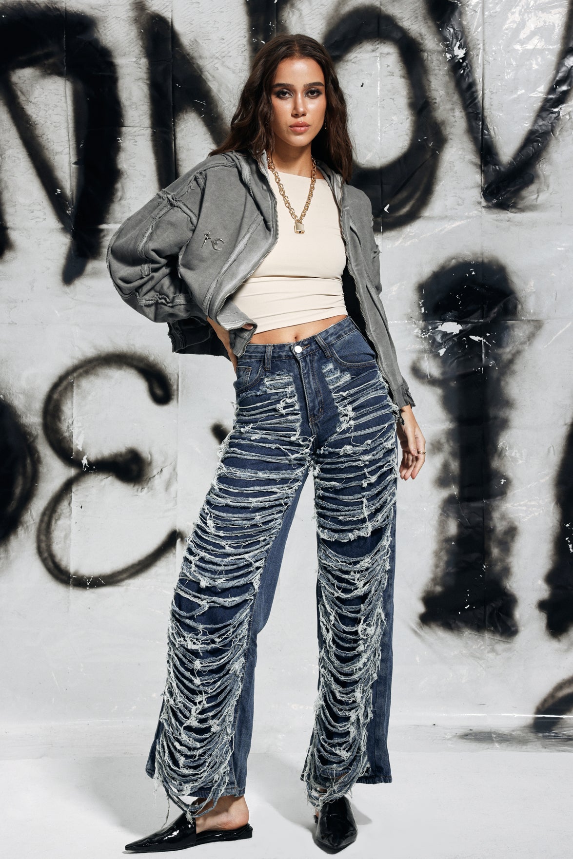 Campbell Torn Fringe Jeans In Blue – Innovare Denim