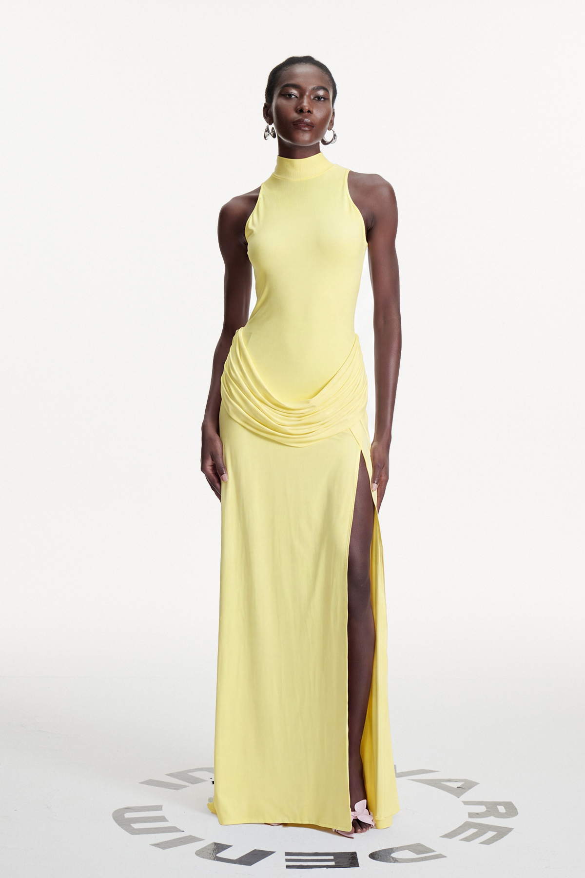 Canaan Ruch Sleeveless Split Maxi Dress In Yellow