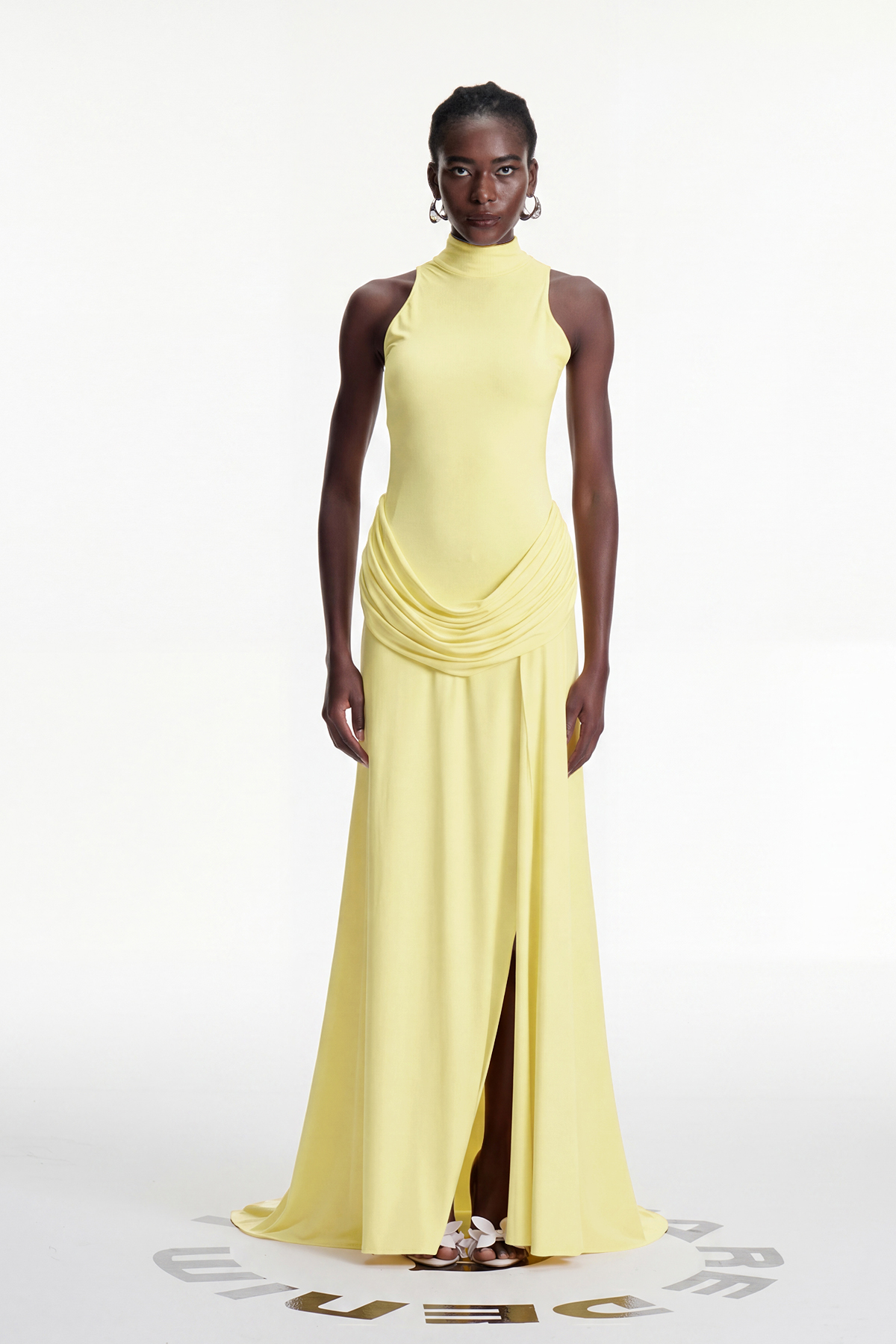 Canaan Ruch Sleeveless Split Maxi Dress In Yellow