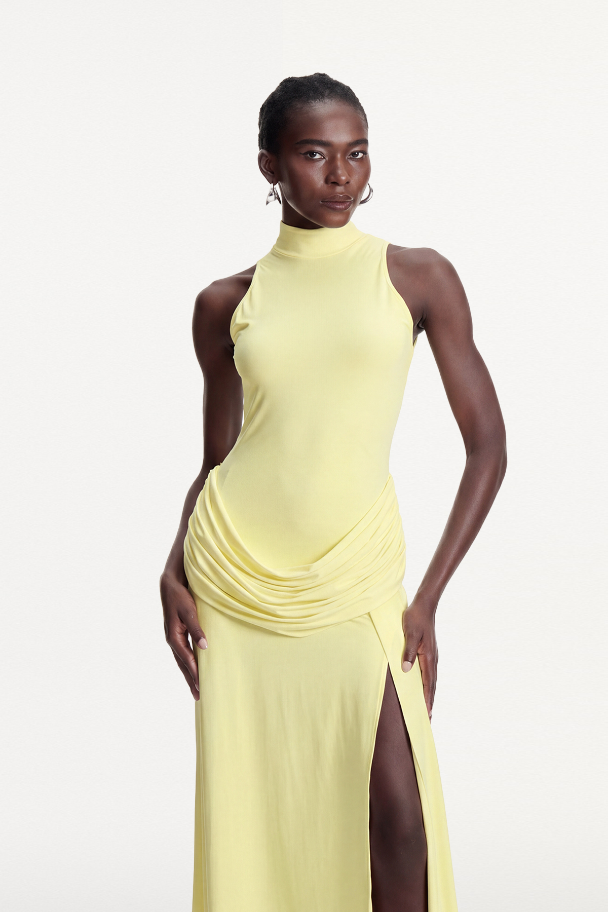 Canaan Ruch Sleeveless Split Maxi Dress In Yellow