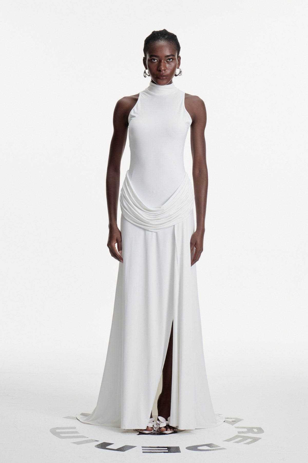 Canaan Ruch Sleeveless Split Maxi Dress In White