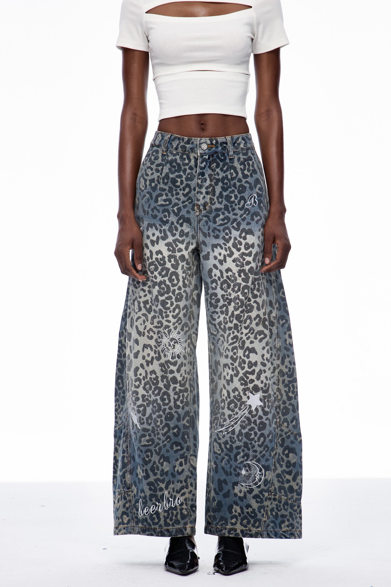 Cansu Leopard Baggy Jeans