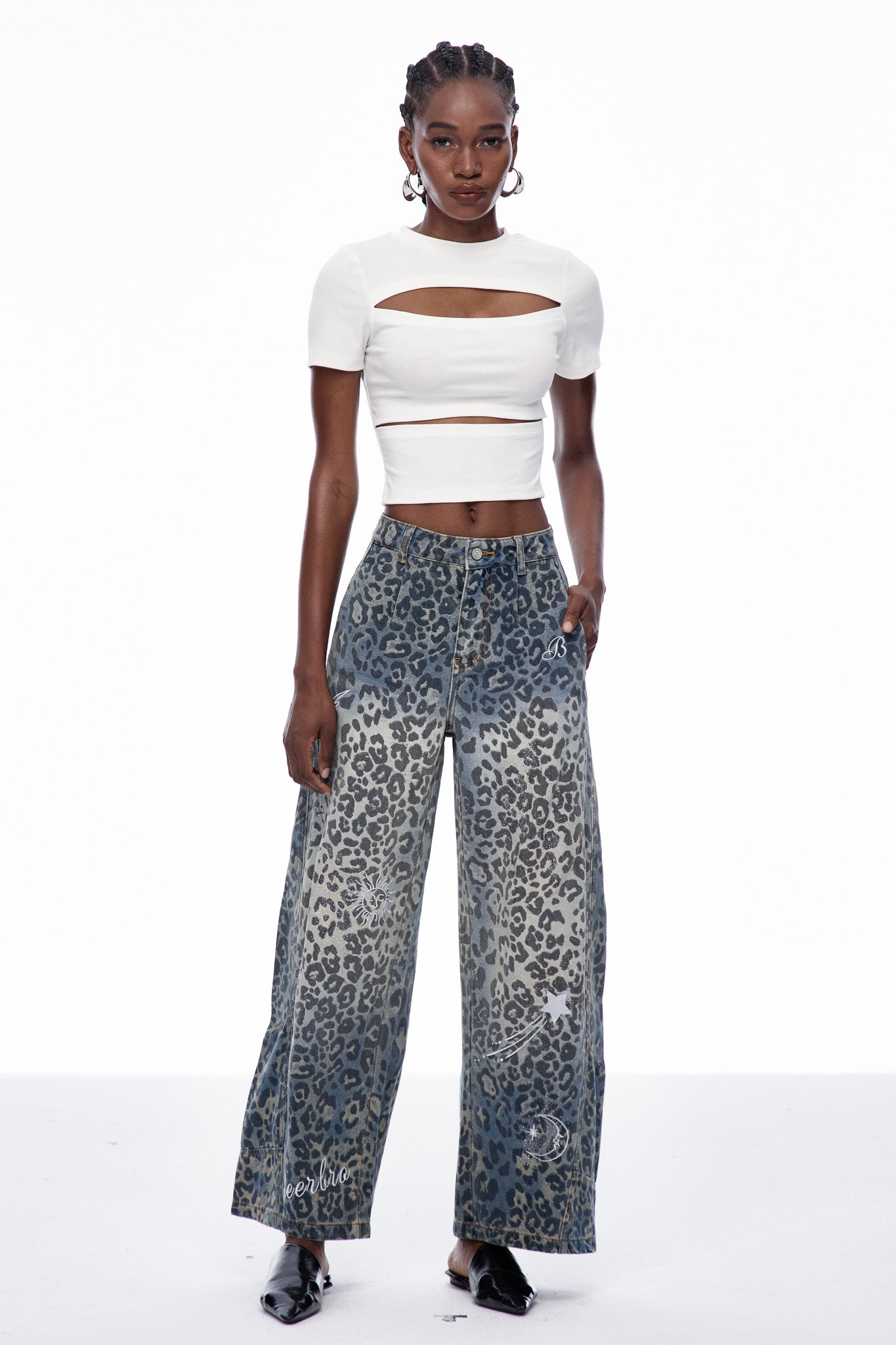 Cansu Leopard Baggy Jeans