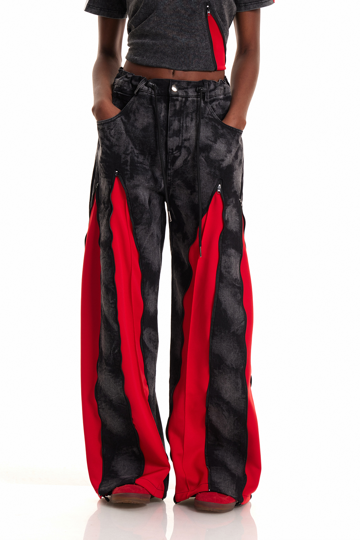 Caprina Zipper Tie Dye Barrel Jeans