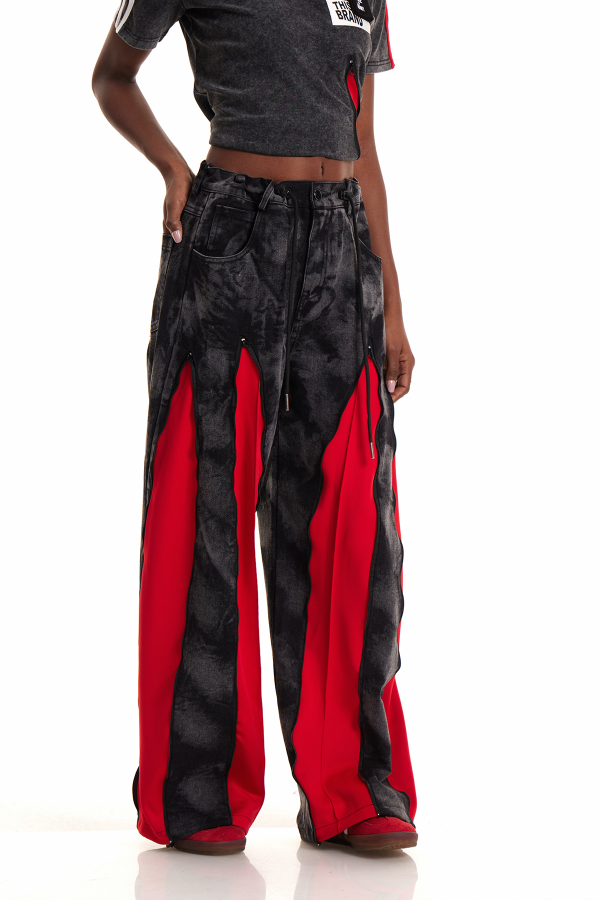 Caprina Zipper Tie Dye Barrel Jeans