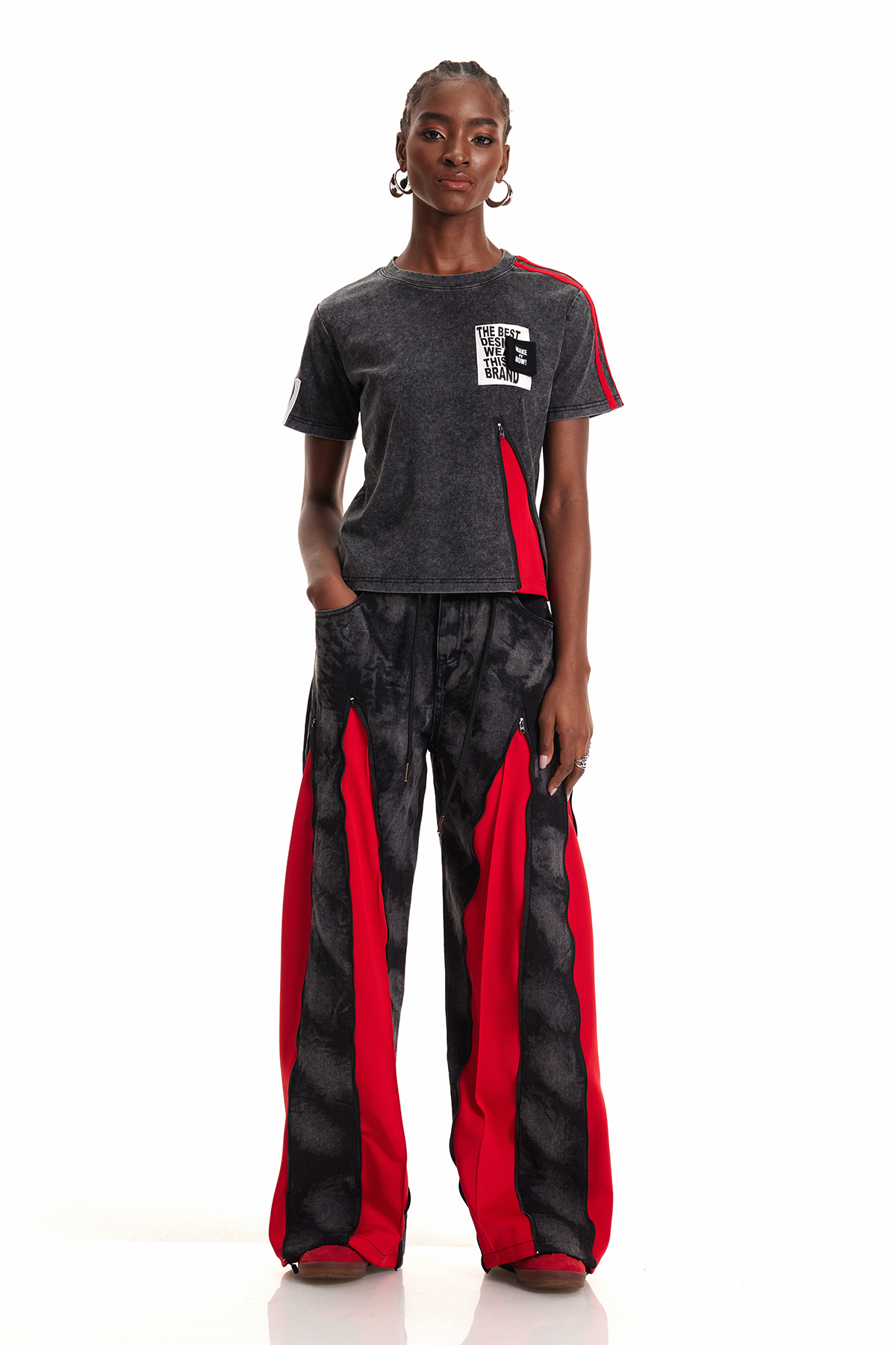 Caprina Zipper Tie Dye Barrel Jeans