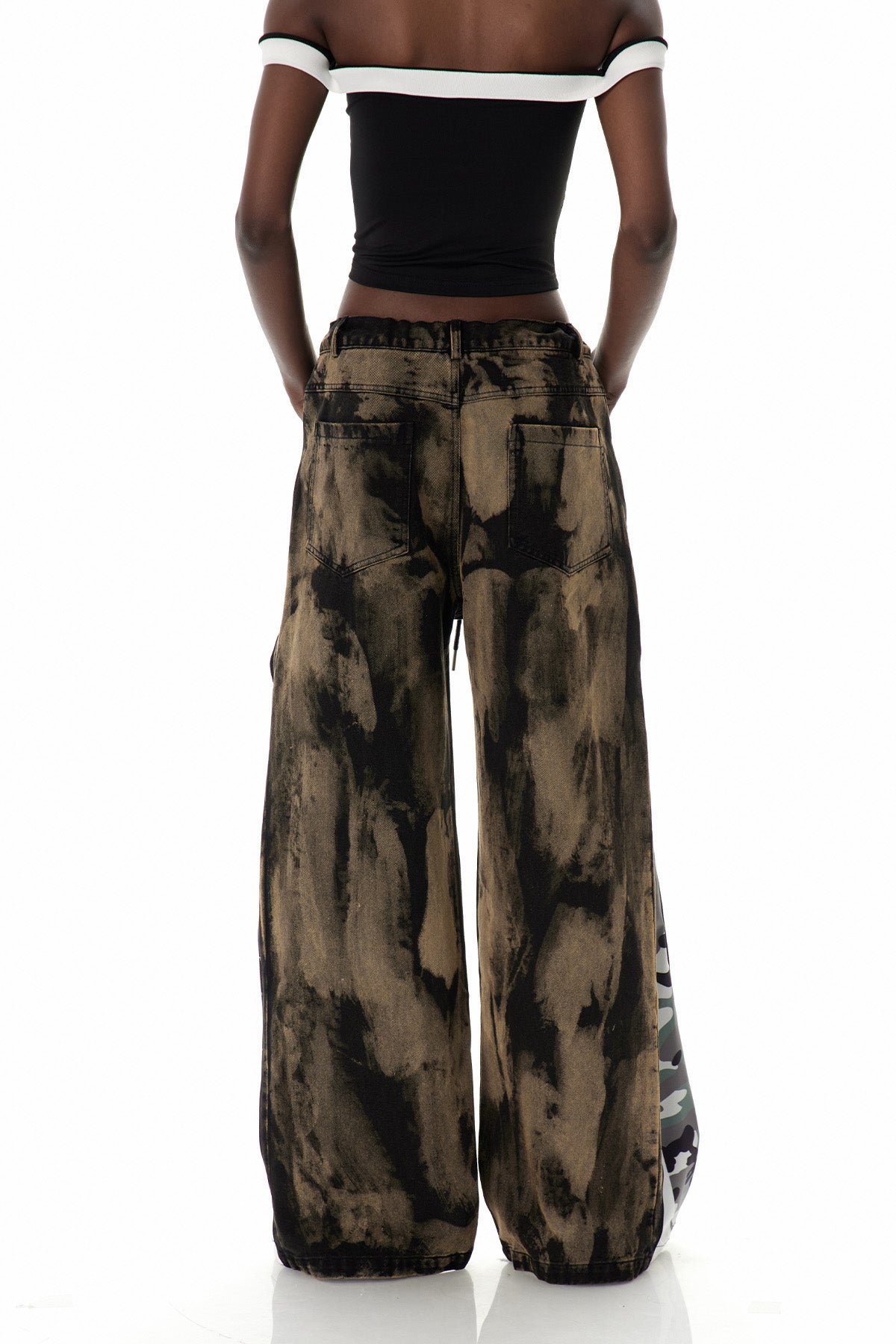 Caprina Zipper Tie Dye Jeans In Brown