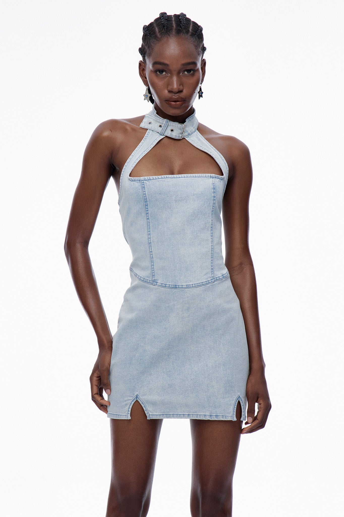 Caratauc Cutout Denim Mini Dress