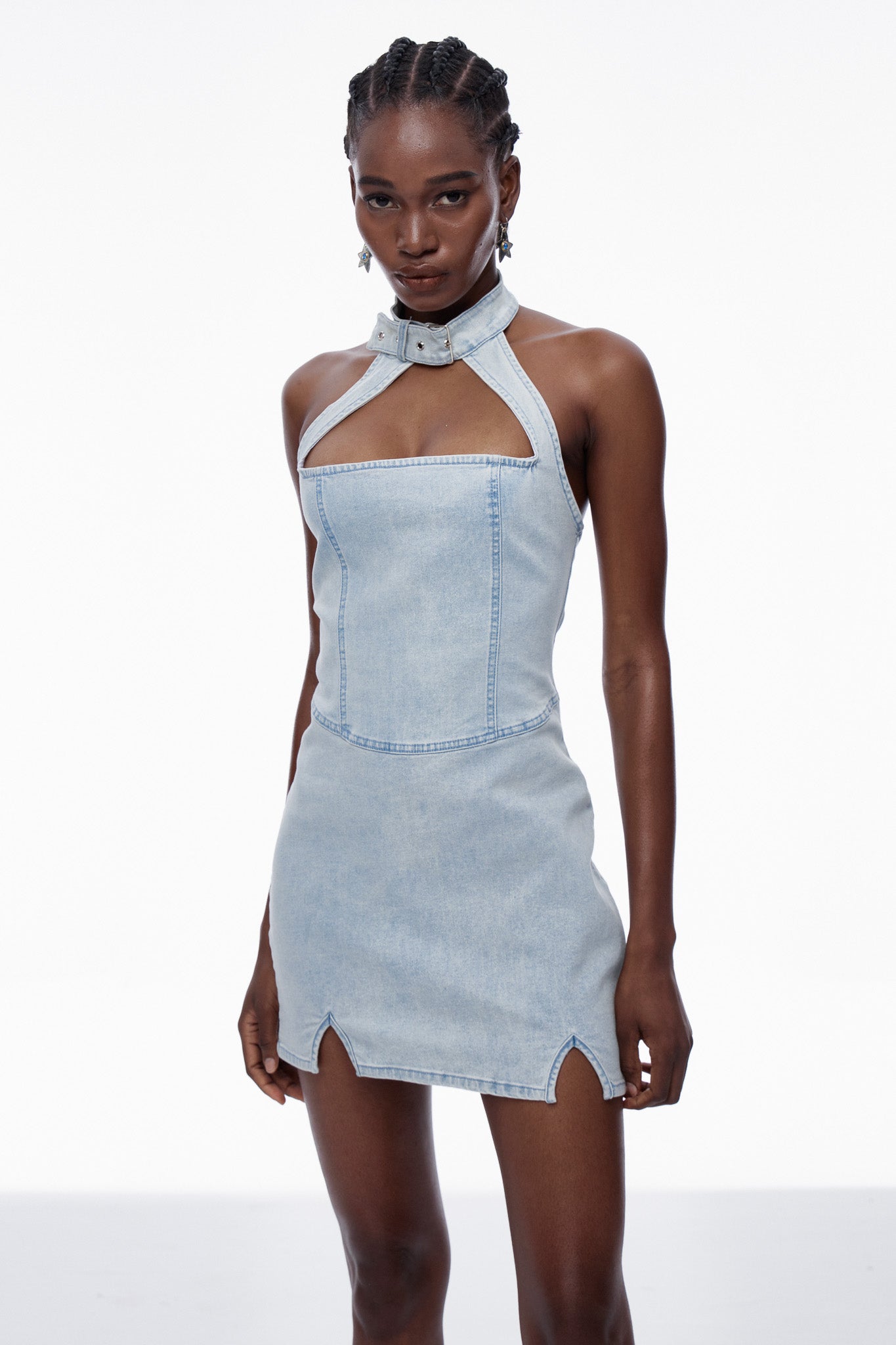 Caratauc Cutout Denim Mini Dress