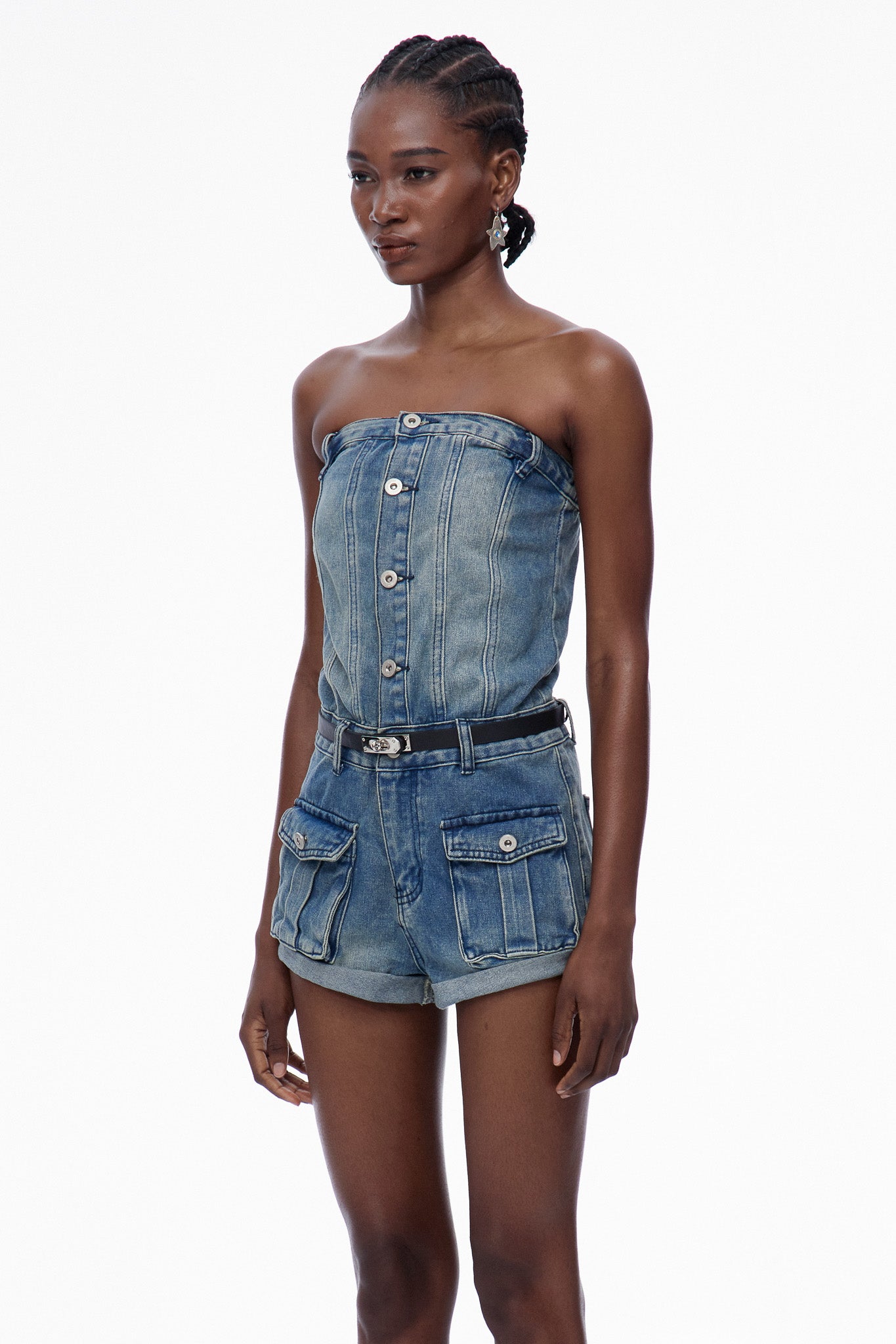Caren Strapless Denim Jumpsuit