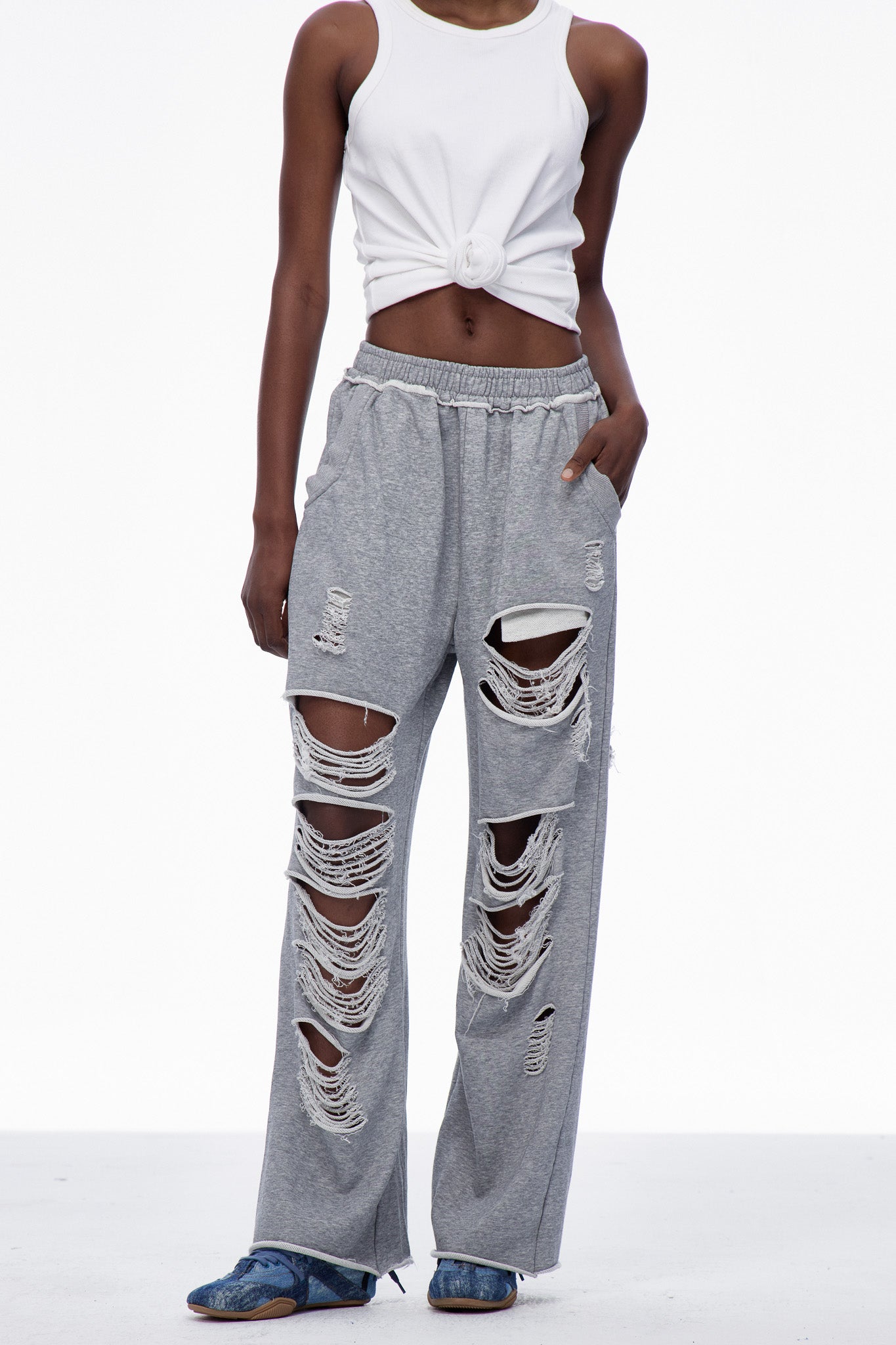 Carin Cutout Torn Pants