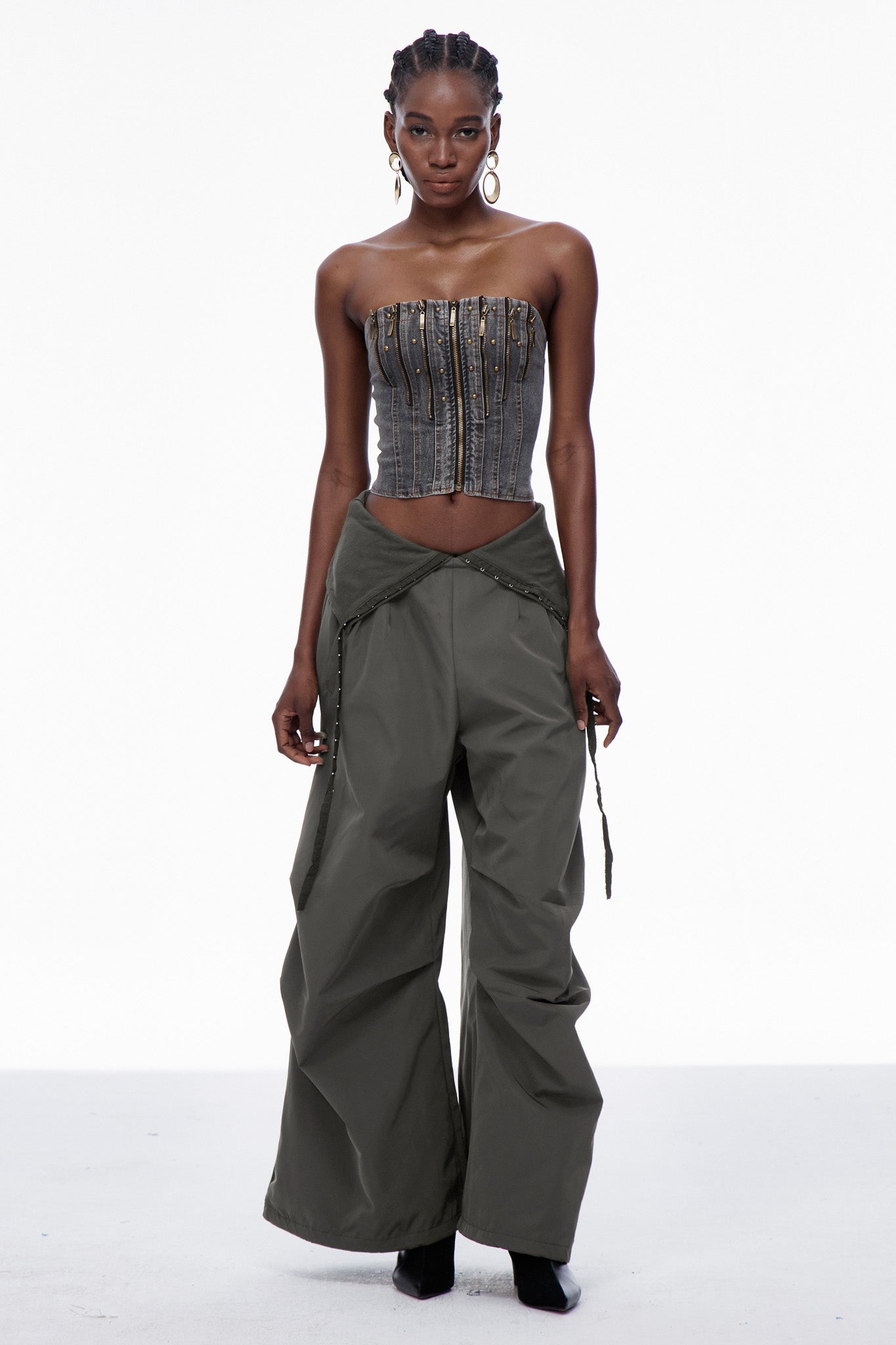 Carissa Lapel Barrel Pants In Oliver