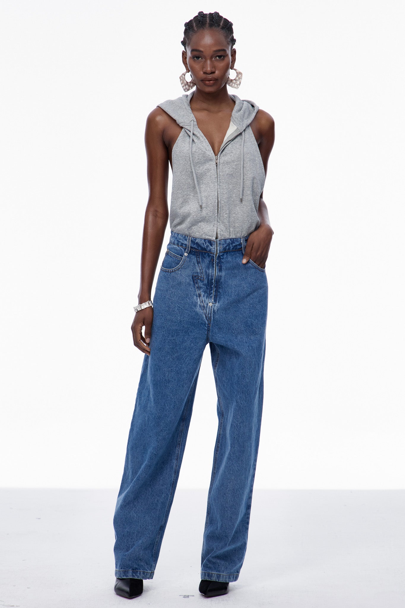 Carlene Backless Sleeveless Denim Jumpsuit