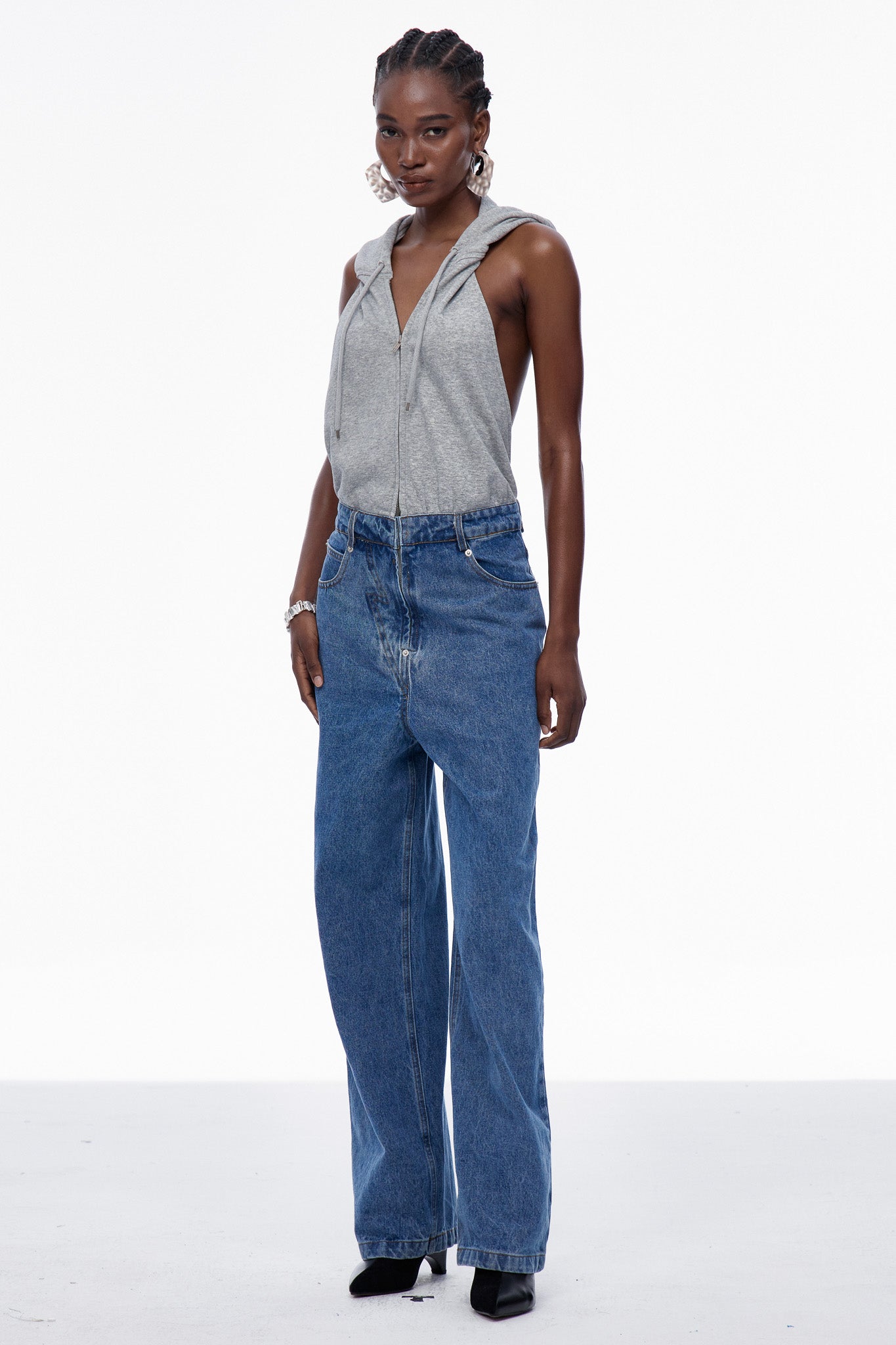 Carlene Backless Sleeveless Denim Jumpsuit