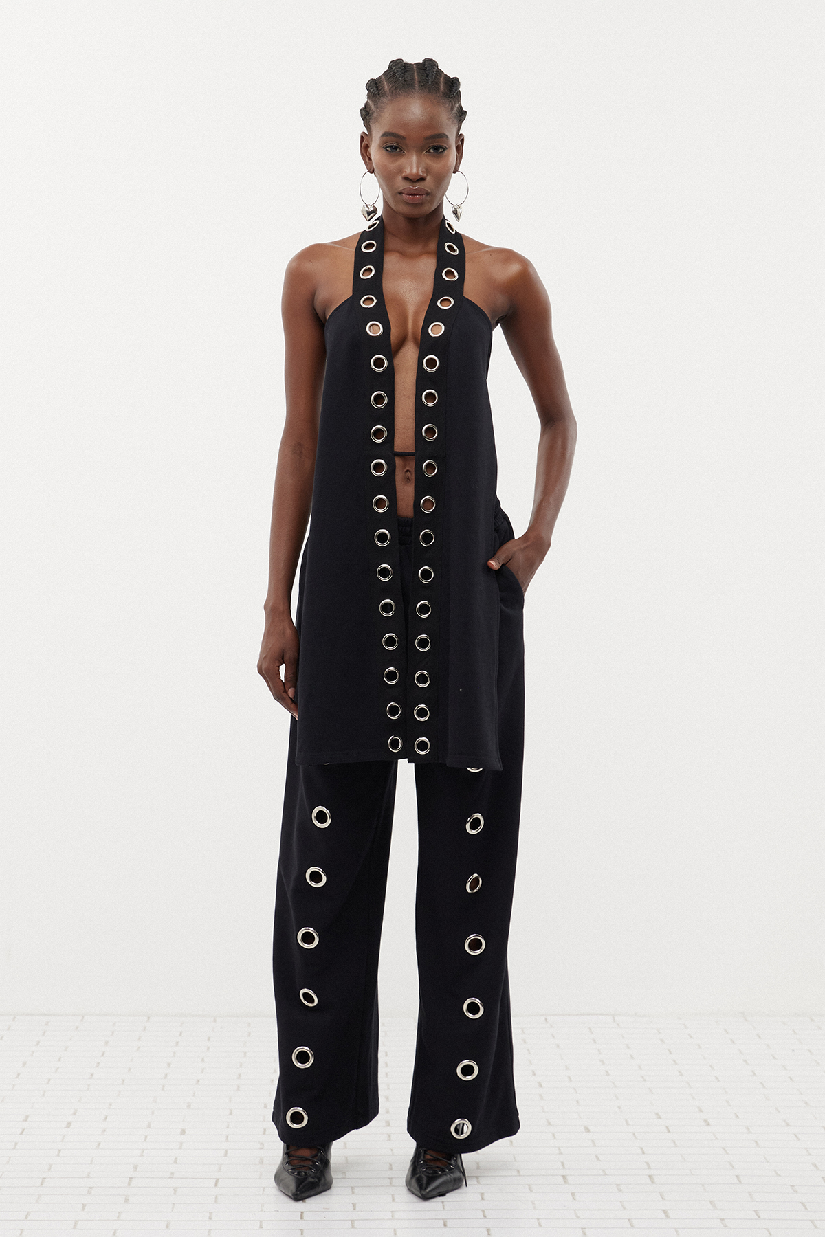 Carli Halter Neck Eyelet Pants Set