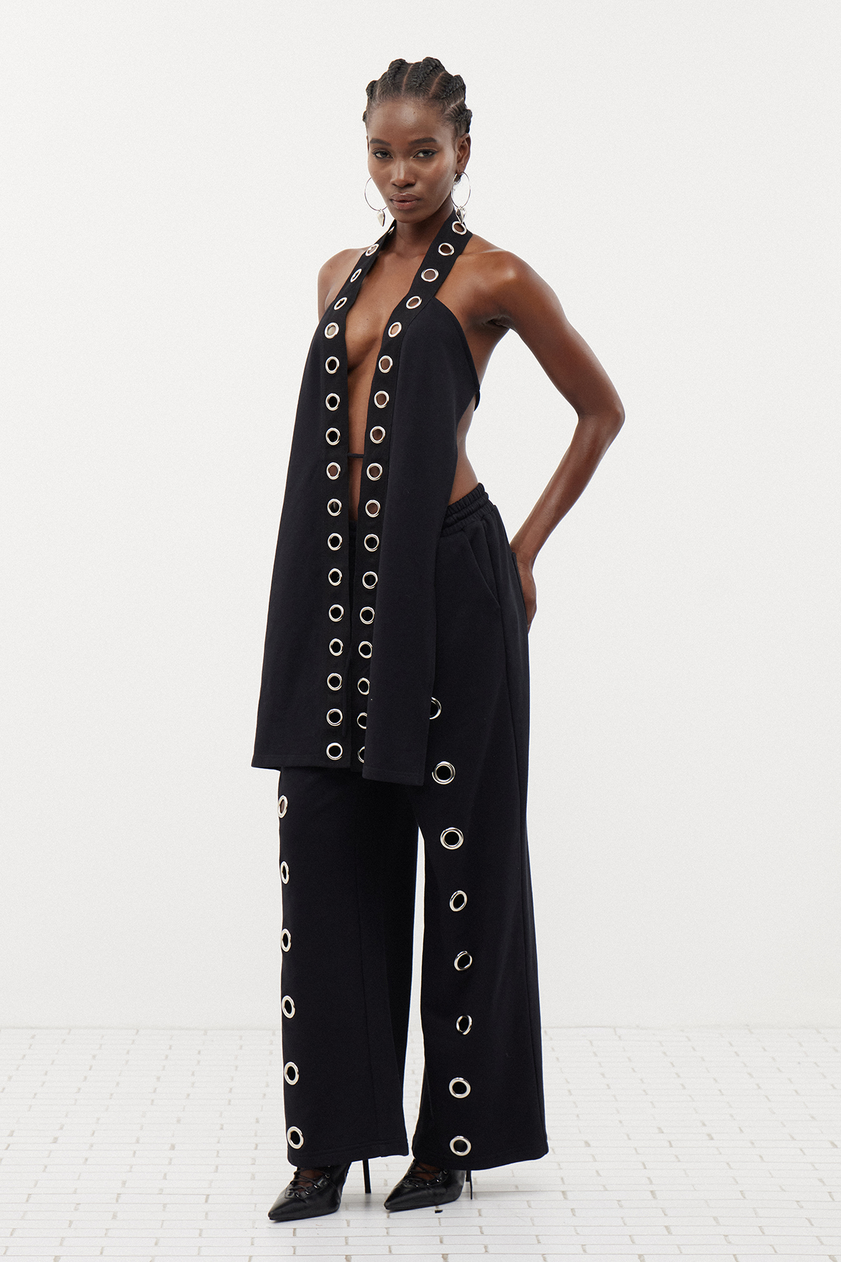 Carli Halter Neck Eyelet Pants Set