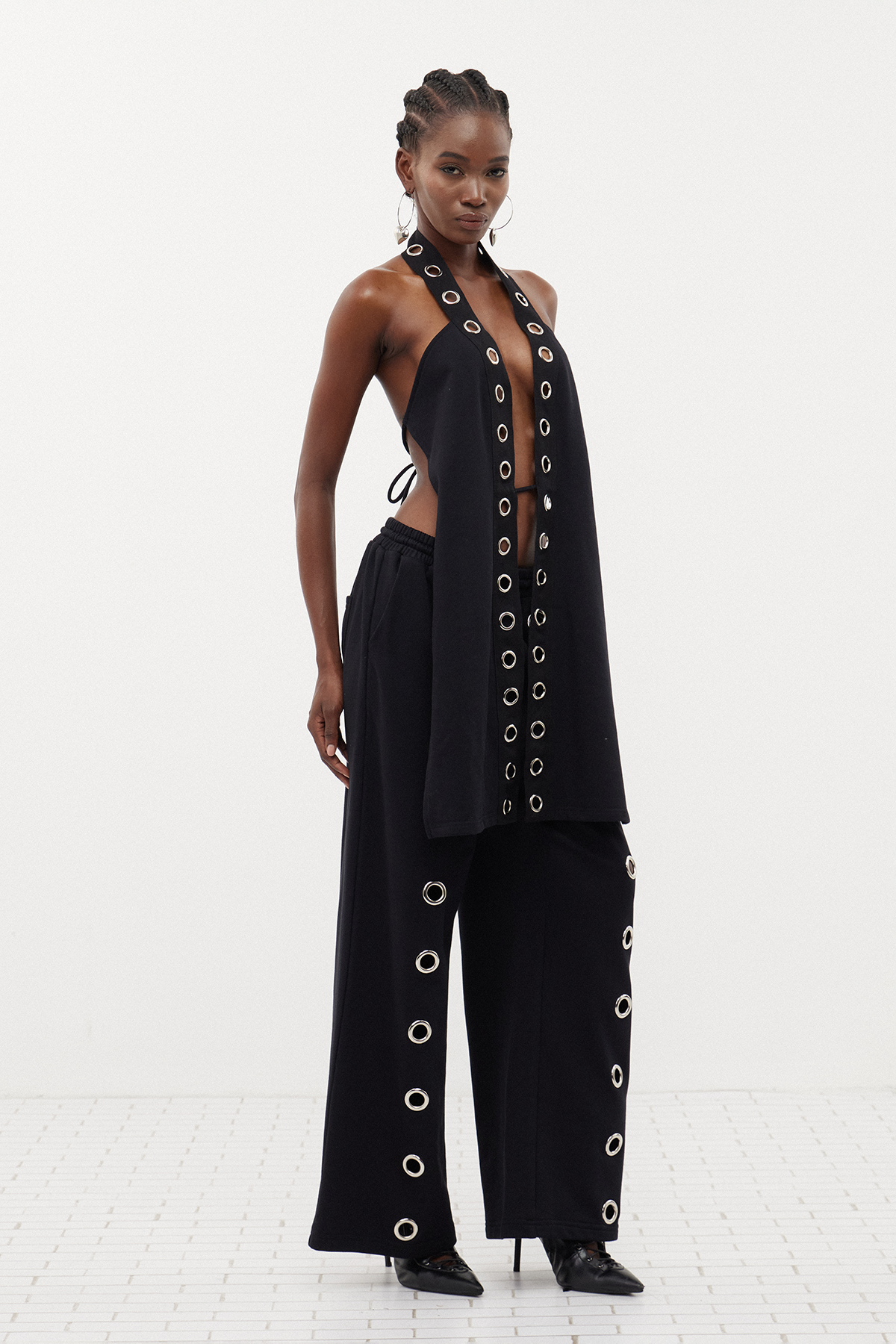 Carli Halter Neck Eyelet Pants Set