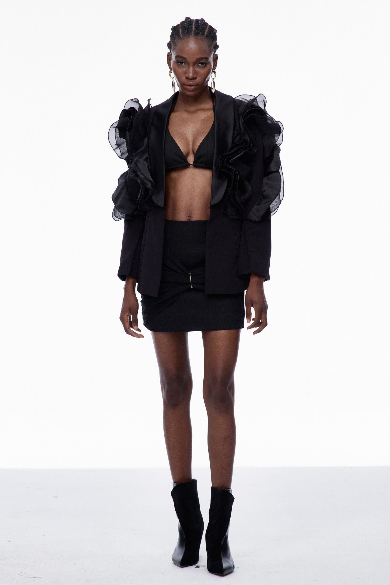 Carlie Ruffle Asymmetric Blazer