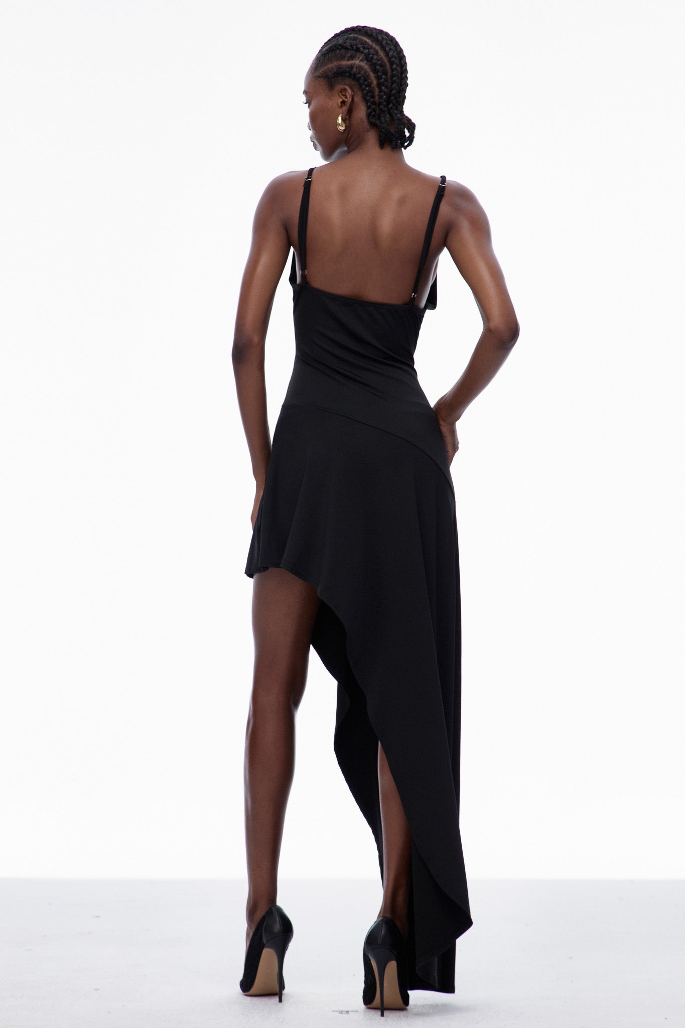 Carlota One Shouder Lace Asymmetric Maxi Dress