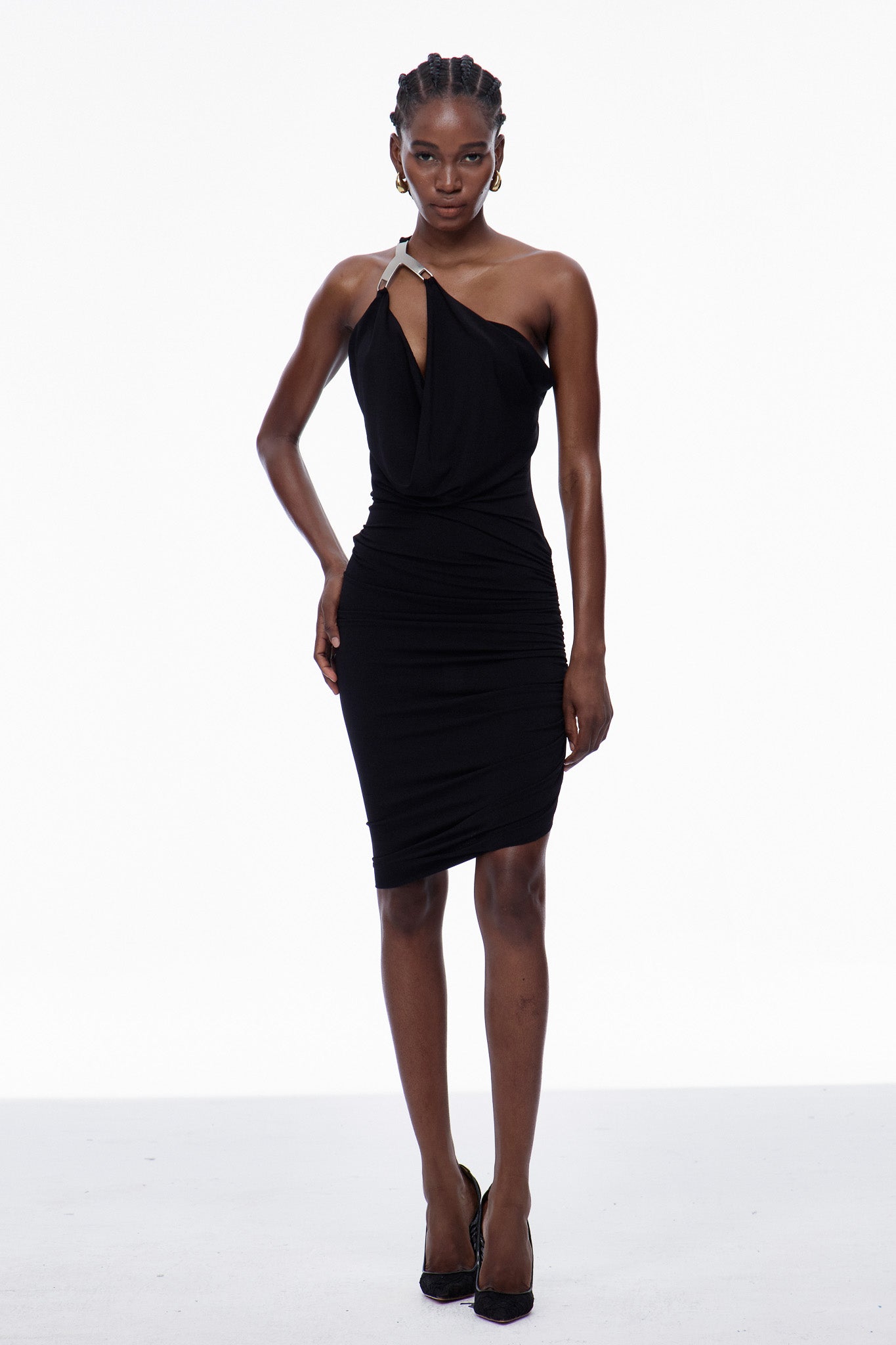 Carlton One Shouder Ruch Mini Dress