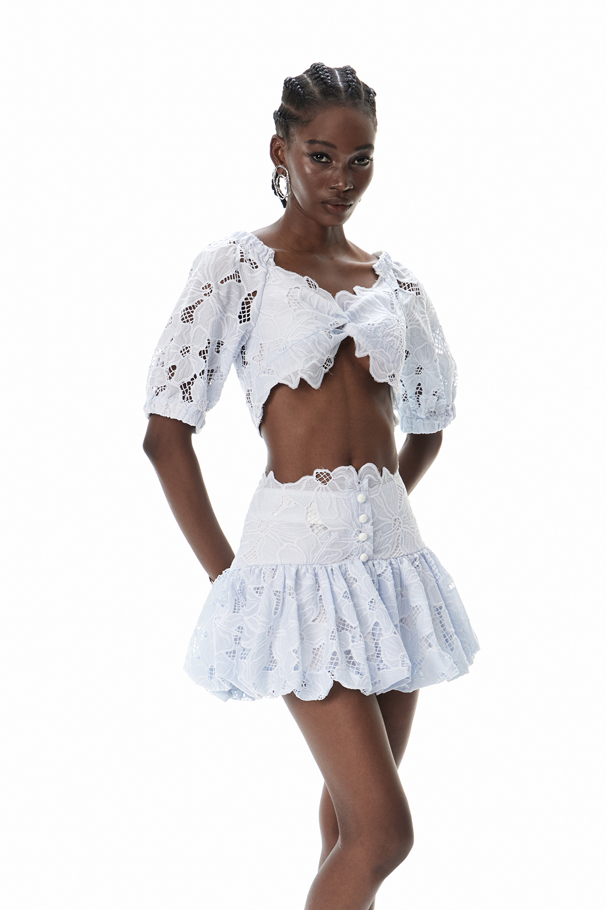 Carmela Embroidered Cutout Skirt Set