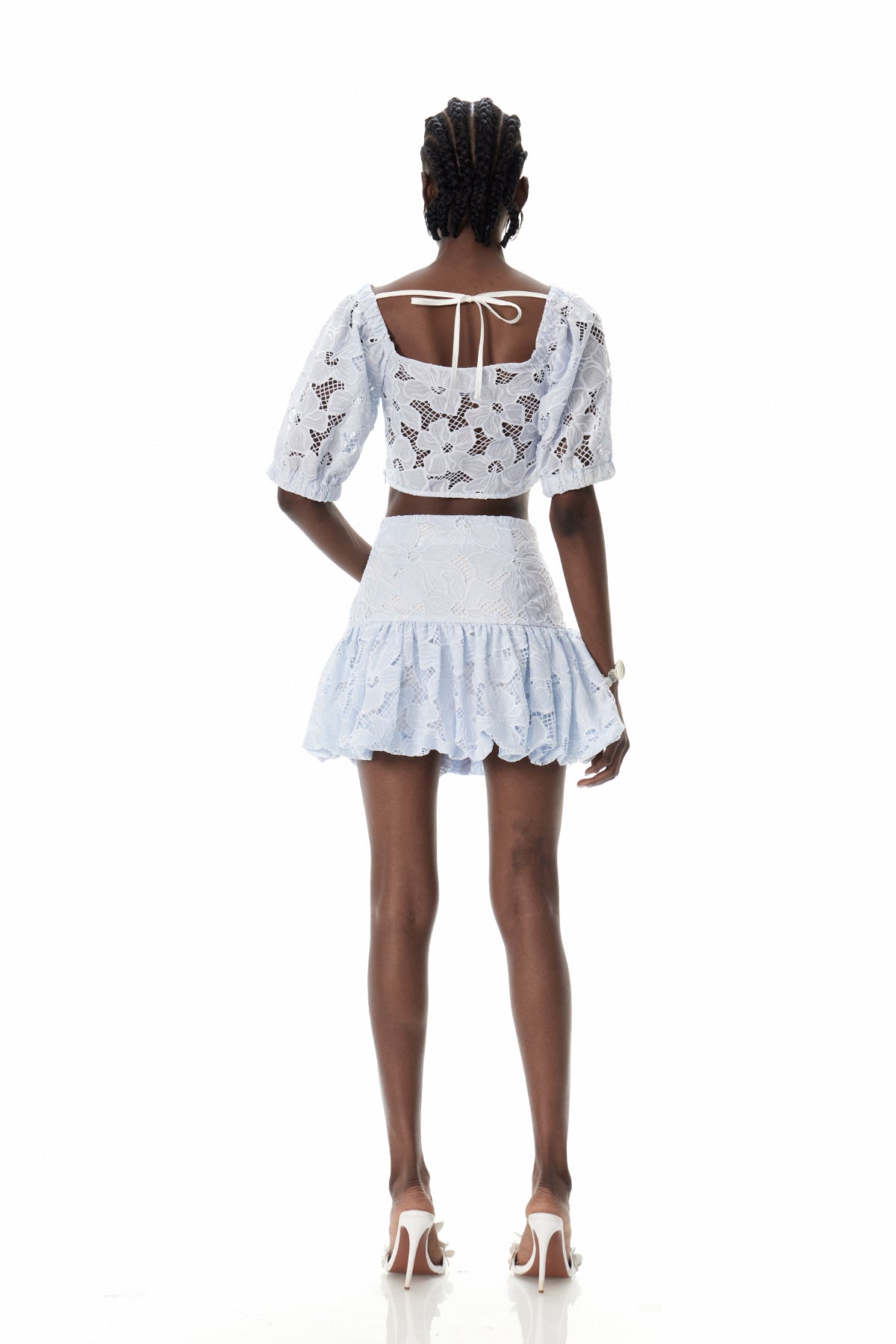 Carmela Embroidered Cutout Skirt Set