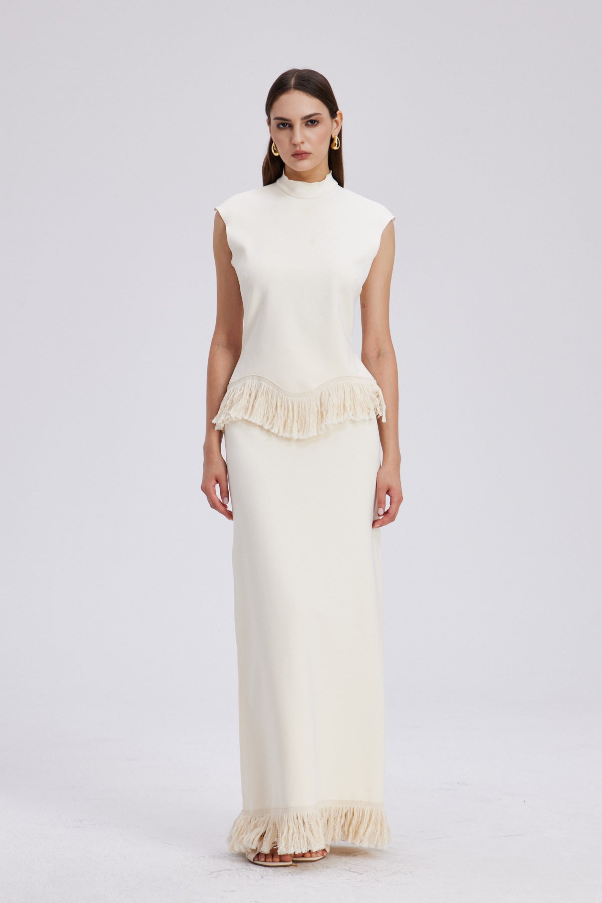 Carminho Fringe Knit Skirt Set