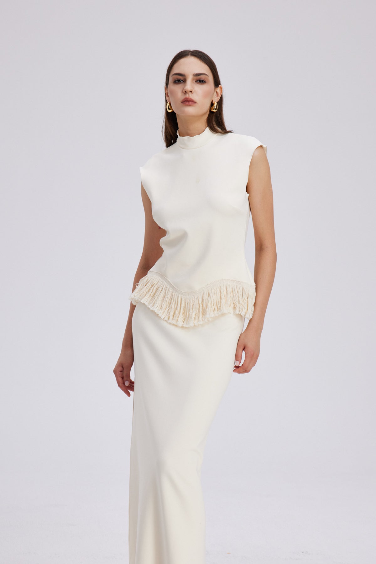 Carminho Fringe Knit Skirt Set